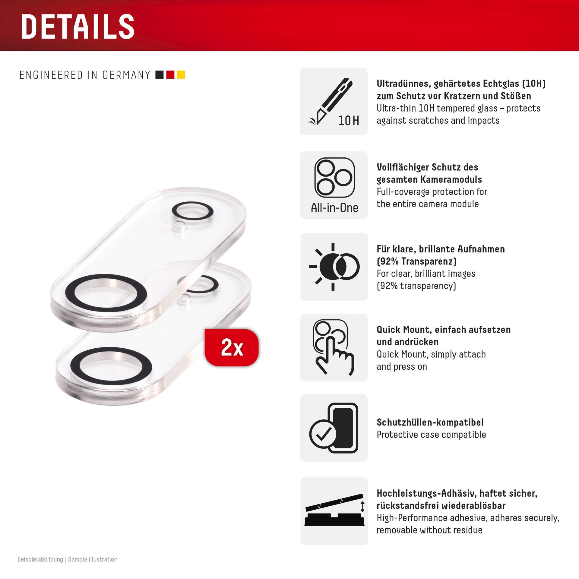 Displex Kameraschutzglas »Camera Lens Glass Glass All-In-One Protector Full Cover«, für Apple iPhone Air, Kameraschutz,Linsenschutz,Objektivschutz, kratz- & stoßfest