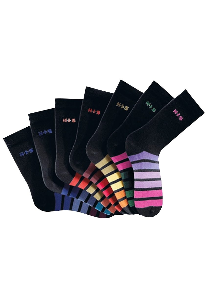 H.I.S Freizeitsocken, (Set, 7 Paar), mit buntem Ringelmuster