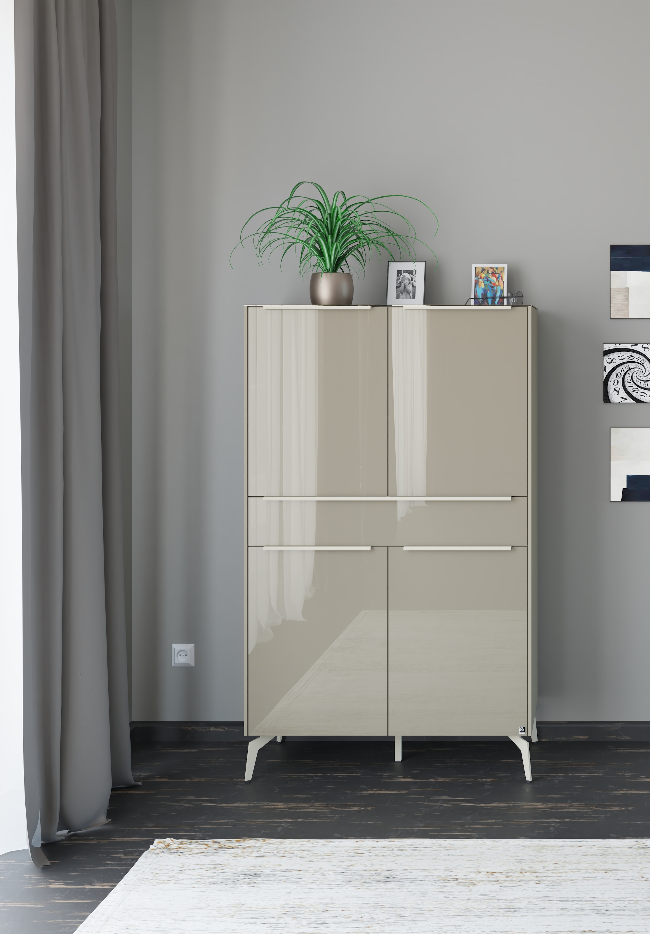 set one by Musterring Highboard "Reno" 1 Stk. tlg. Mit Winkelfuß in diversen Farben, 155 cm Höhe & Farbauswahl