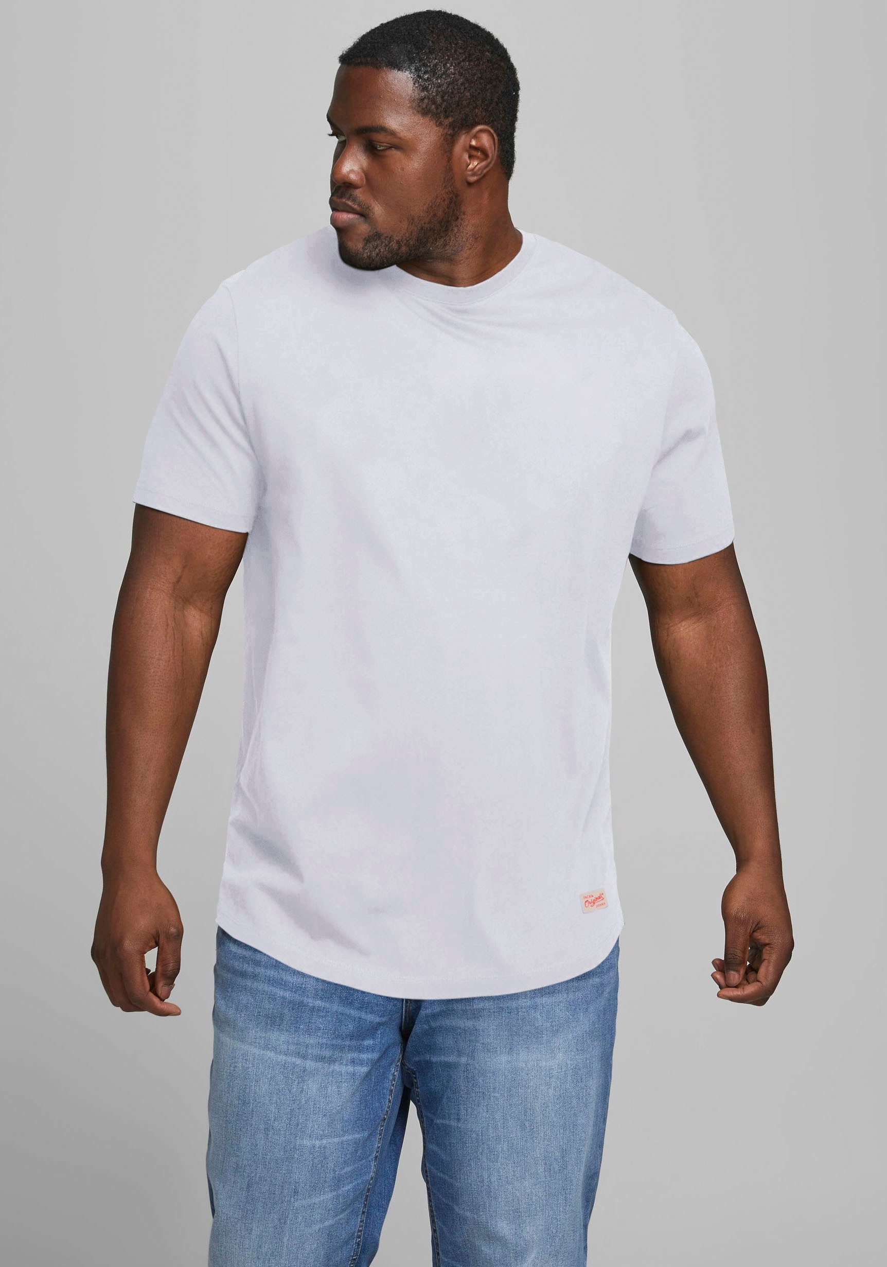 Jack & Jones PlusSize "NOA TEE" mit abgerundetem Saum, bis Größe 6XL
