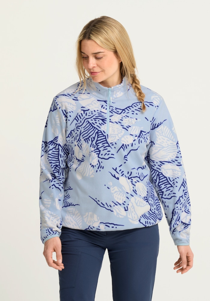 Jack Wolfskin Stehkragenpullover "PAW ERA 100 PRINT HZ W" Fleecepullover, weich, komfortabel