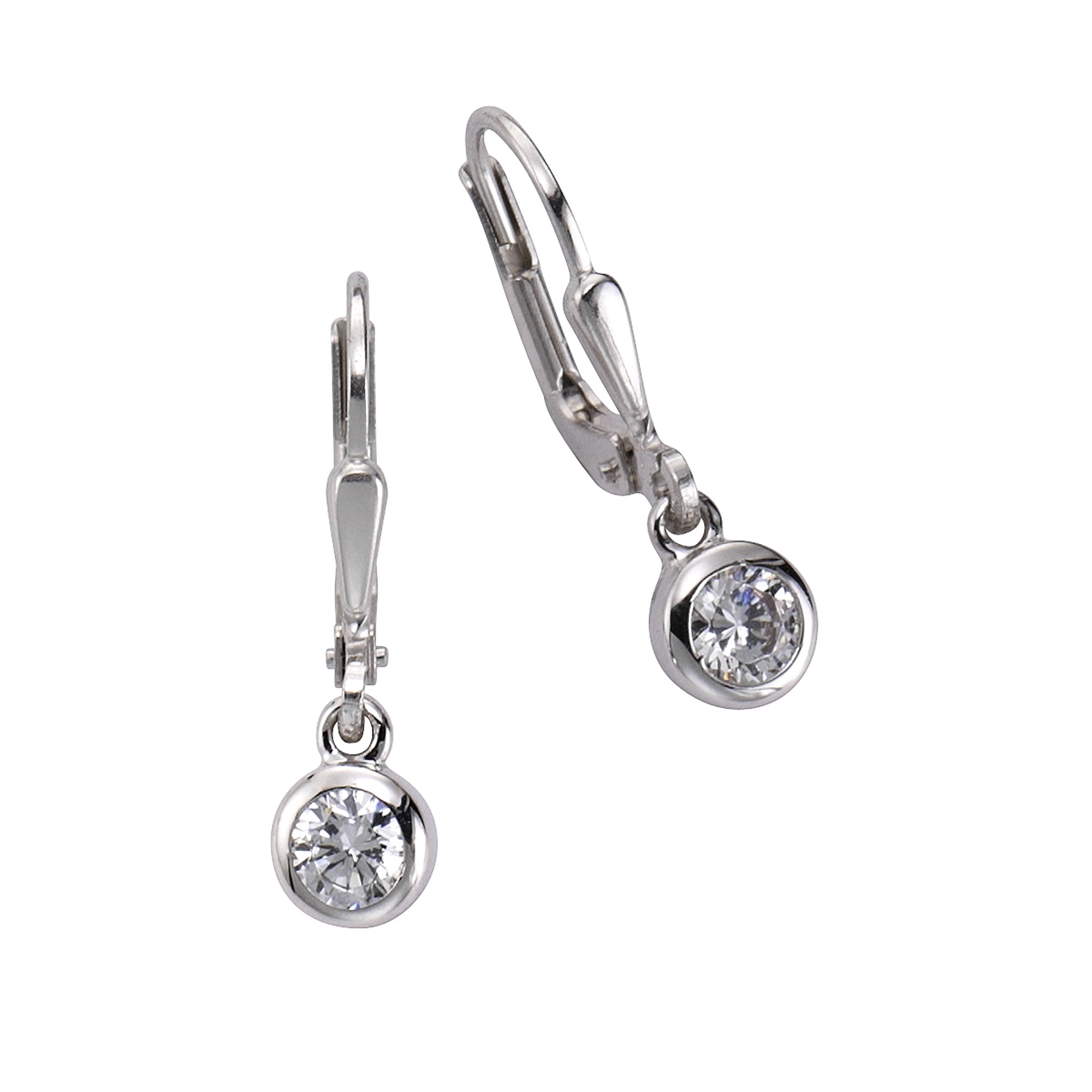 Zeeme Paar Ohrhänger »Silber 925 rhodiniert mit weißen Zirkonia-Steinen 22mm lang«