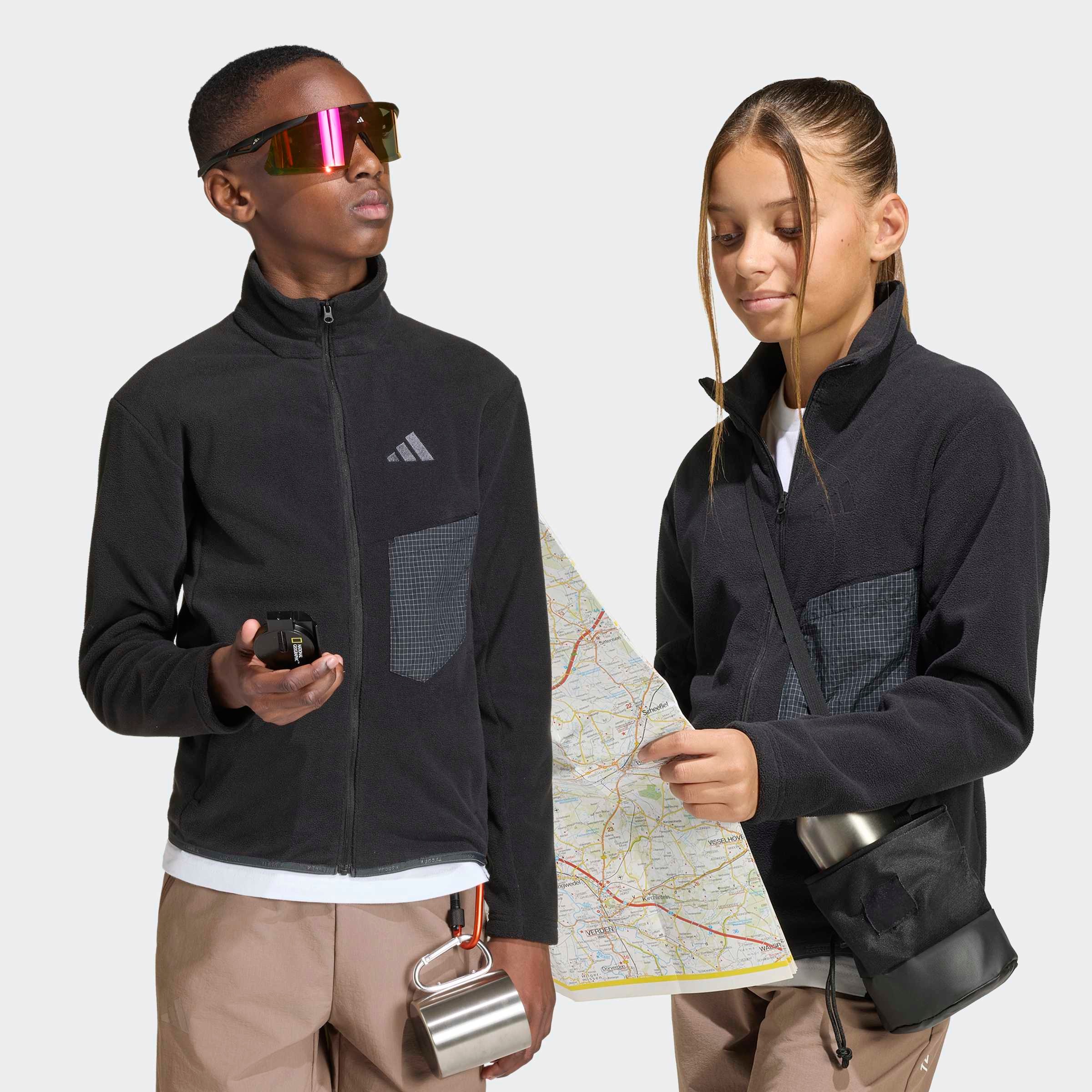 ADIDAS TERREX Kinder Kapuzensweatshirt "K MT FZ FLEECE"schwarz, Gr. 152, Obermaterial: 100% Polyester, Sweatshirts