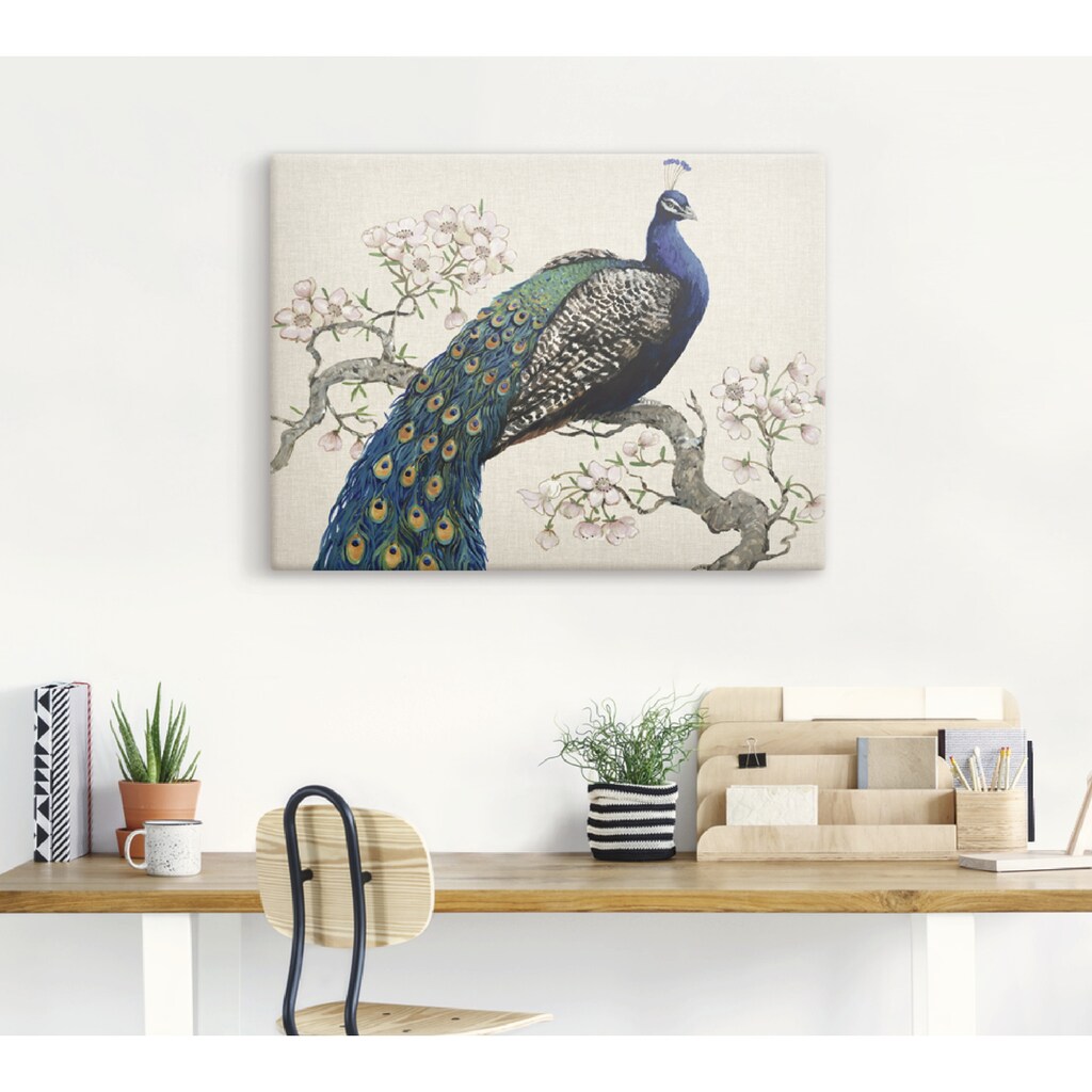 Artland Wandbild »Pfau & Blüten I«, Vögel, (1 St.)