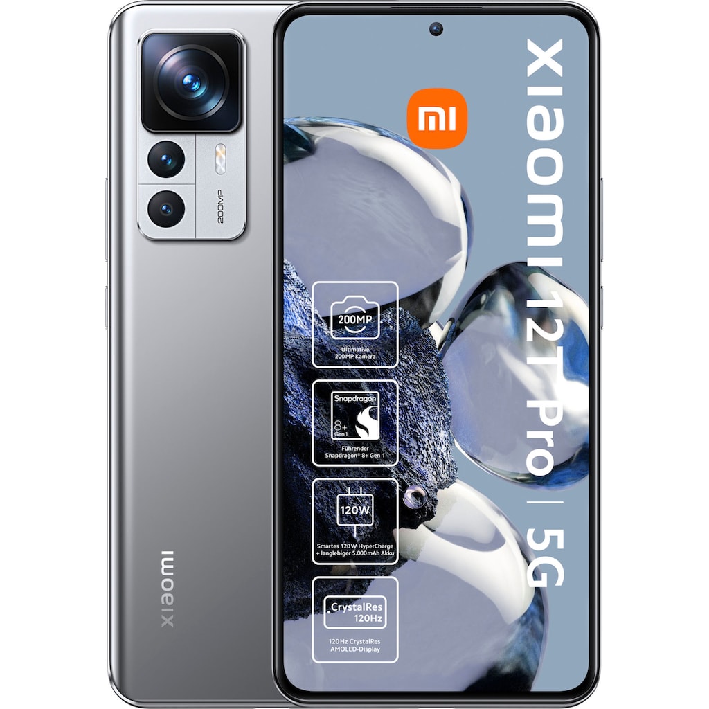 Xiaomi Smartphone »12T Pro 8GB+256GB«, Silver, 16,9 cm/6,67 Zoll, 256 GB Speicherplatz, 200 MP Kamera