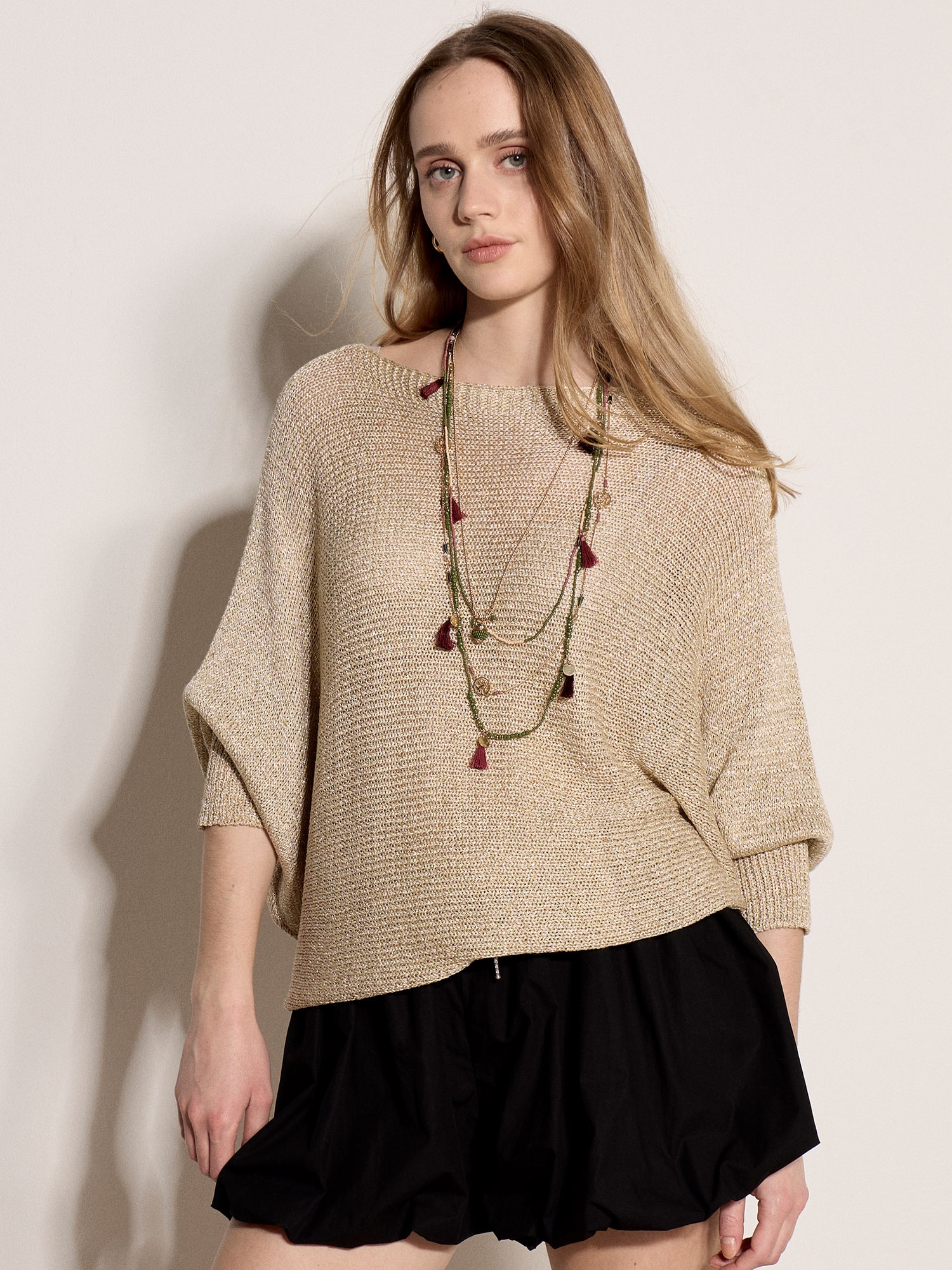 Apricot Fledermauspullover "Strickpullover" mit Goldschimmer