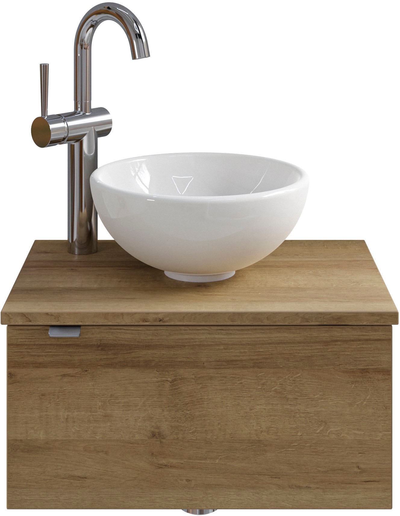 Saphir Waschtisch "Serie 6915 Waschschale mit Unterschrank für Gästebad, Gäste WC", 51 cm breit, 1 Tür, Waschtischplatte