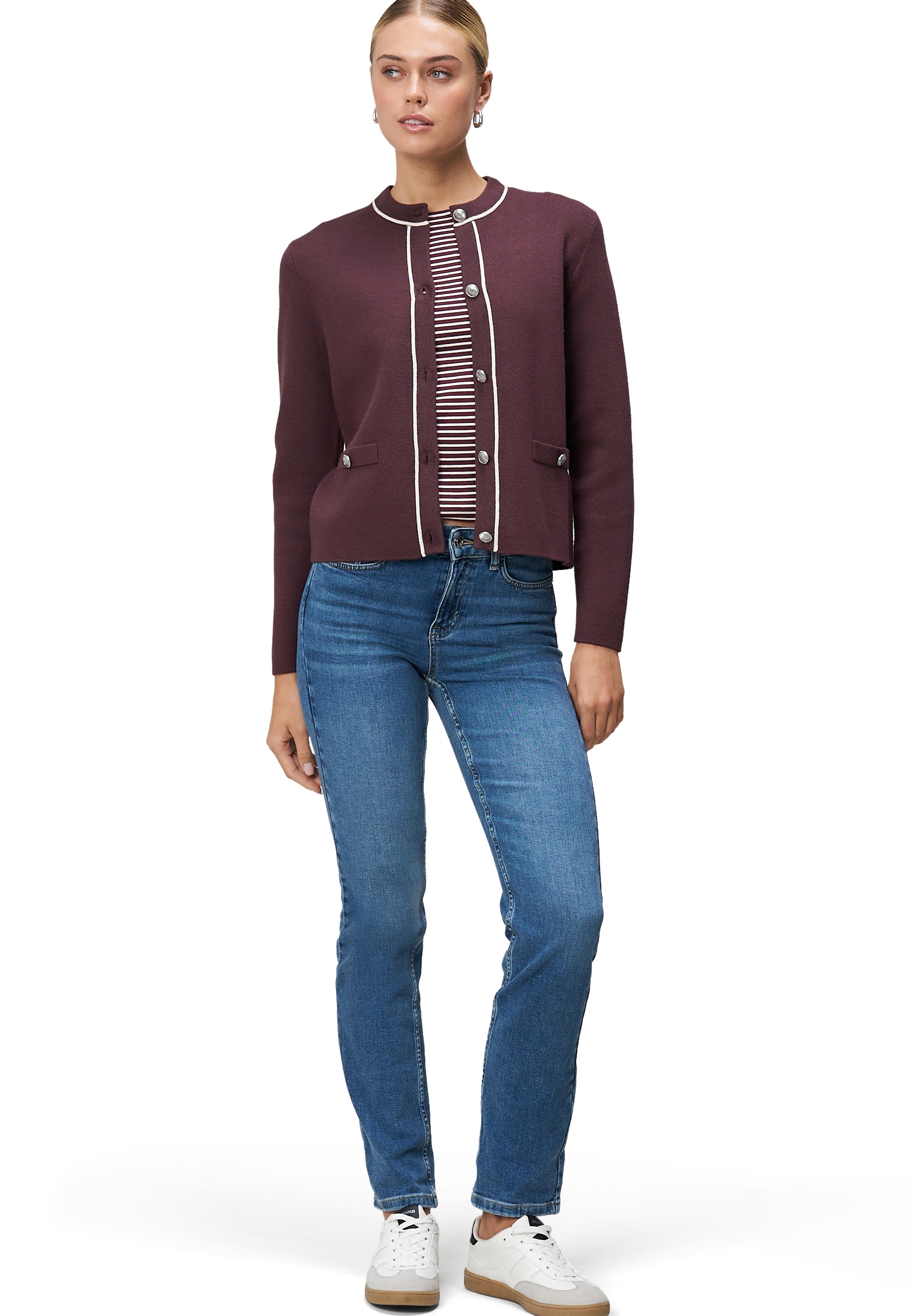 Zero Strickjacke »zero Damen Strickjacke mit Ziertaschen«, Knopfleiste