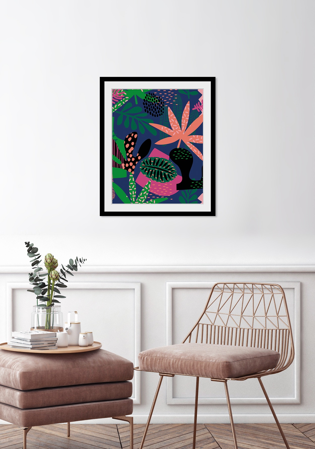 queence Bild »Joanna«, Blätter-Kunst-Pflanzen-Pflanzenbilder, HD Premium Poster-Druck inkl. Holzrahmen