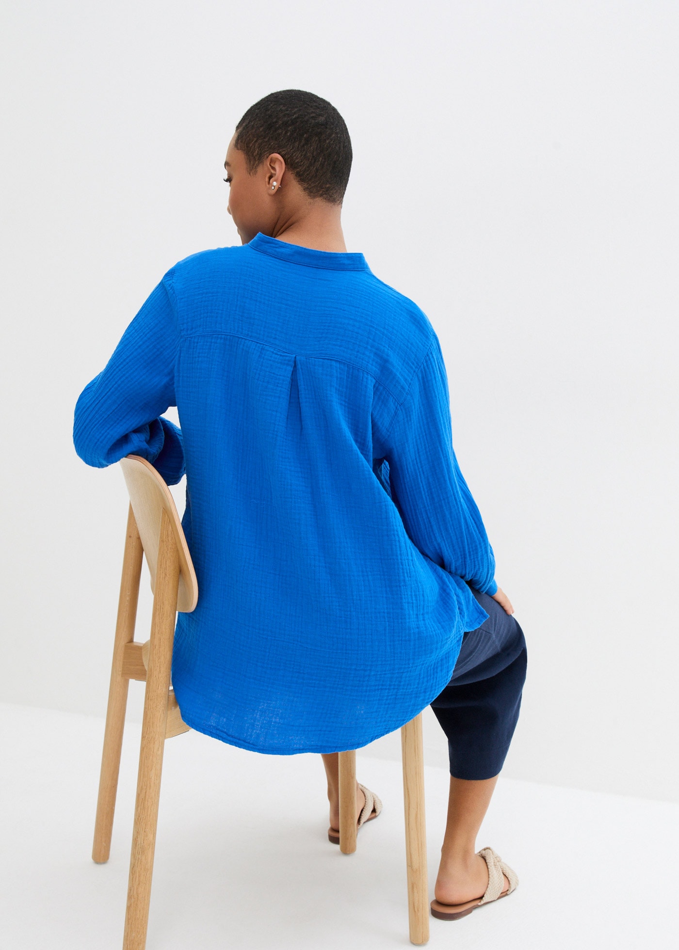 bonprix Langarmbluse »Musselin-Longbluse aus Baumwolle«, Musselin-Longbluse aus Baumwolle
