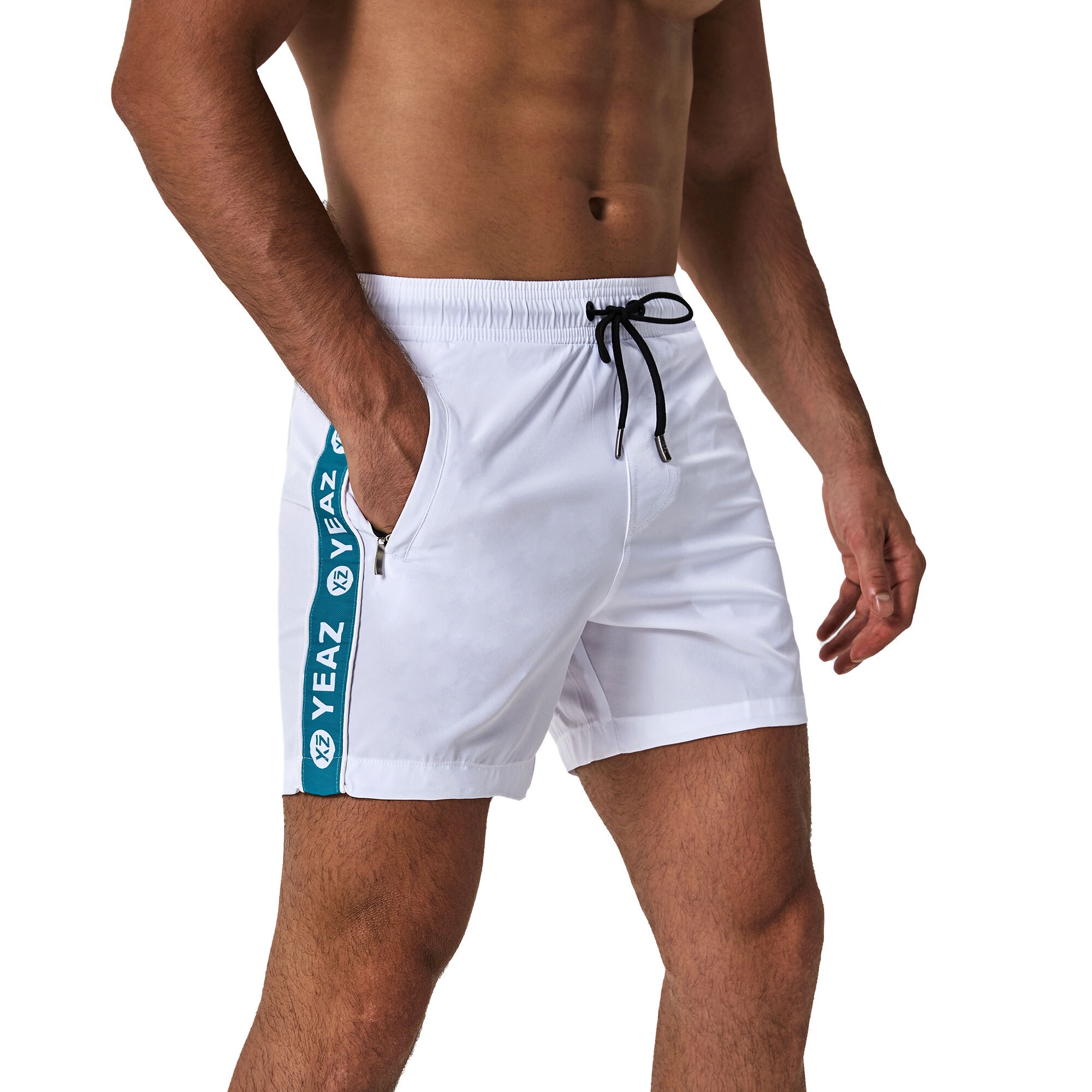 Badeshorts YEAZ "Badeshorts SEABEAT", Herren, Gr. XXL, US, weiß, Obermaterial: 92% Polyester PES. 8% Elasthan EL., Badehosen Badeshorts 3