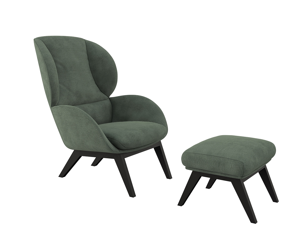 FLEXLUX Ohrensessel »Adria Designsessel, Loungesessel,«, Stil & Komfort, organische Form, Fuß Holz schwarz