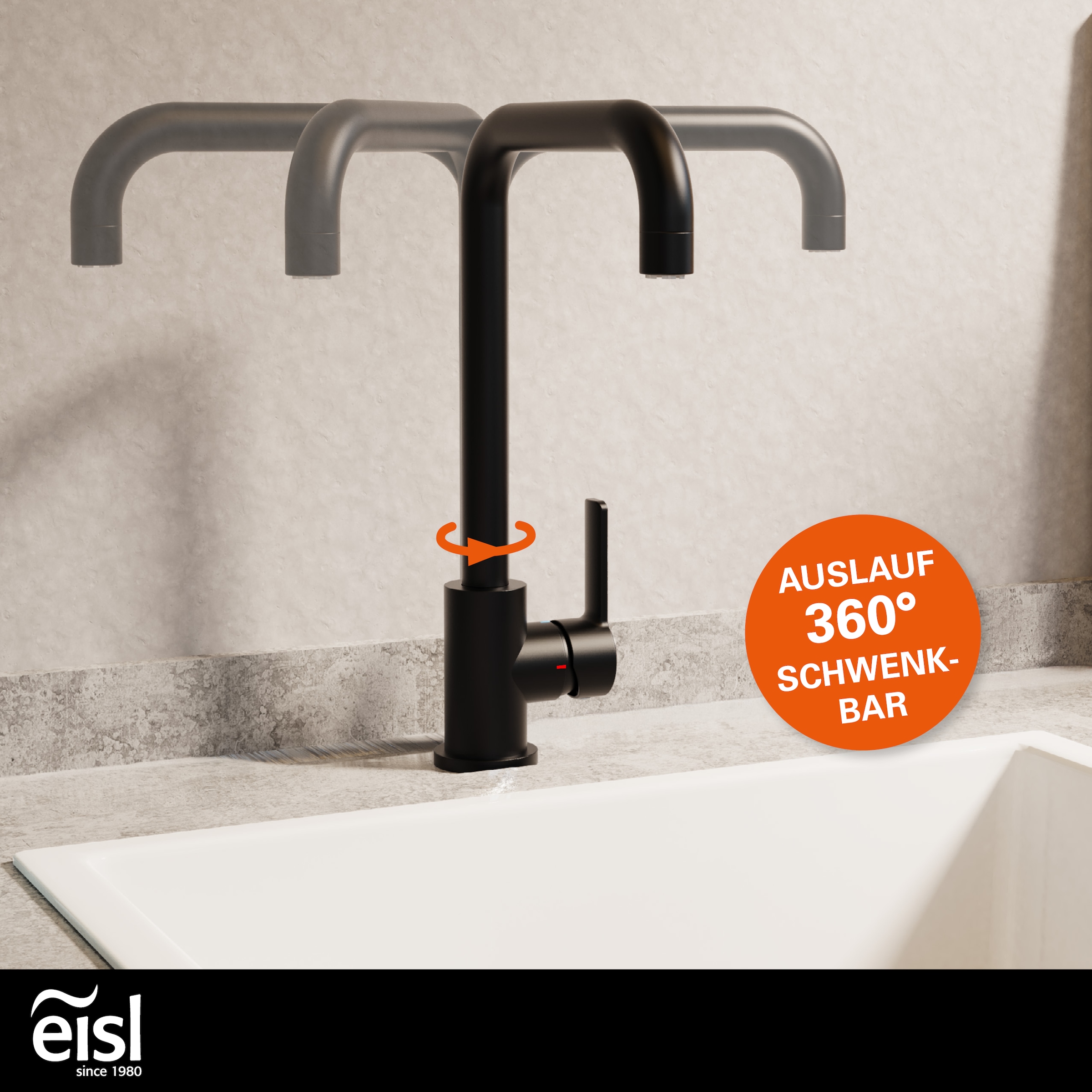 Eisl Spültischarmatur »Futura« Niederdruckarmatur, Dripless, Cold-Start, 360° schwenkbar
