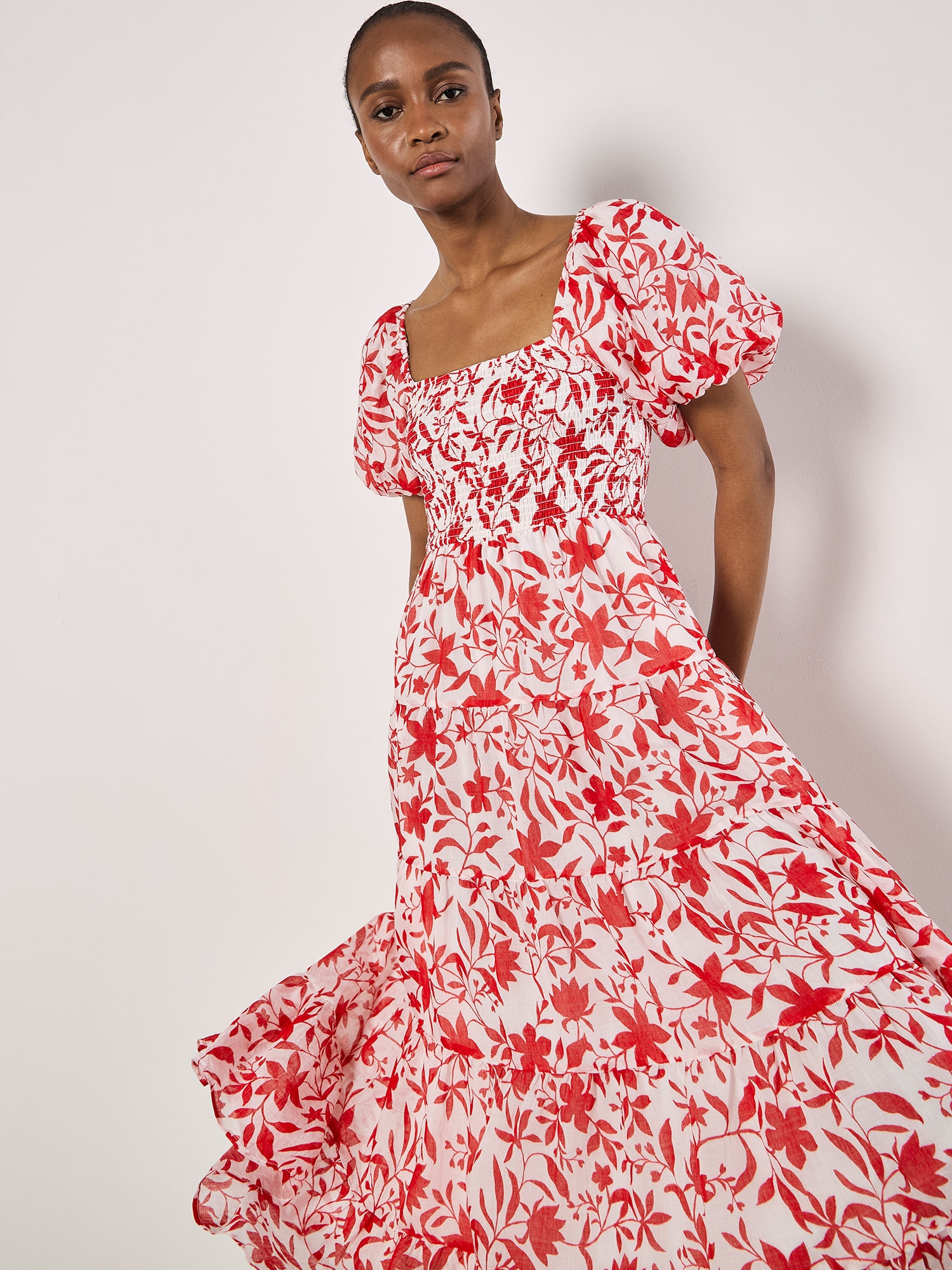 Apricot Midikleid »Florales Sommerkleid« mit Puffärmeln