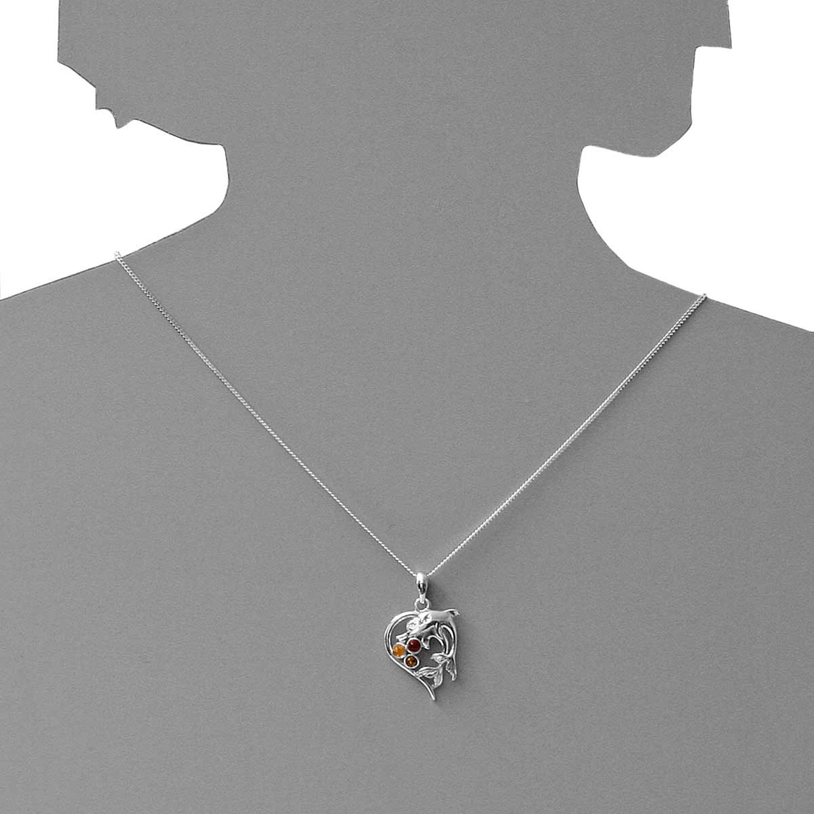 Kette mit Anhänger OSTSEE-SCHMUCK "Ostsee-Schmuck Kette mit Anhänger Delphinpaar" Gr. 42, silber, Halsketten, Damen, 42cm, Silber 925 (Sterlingsilber), L: 42 2