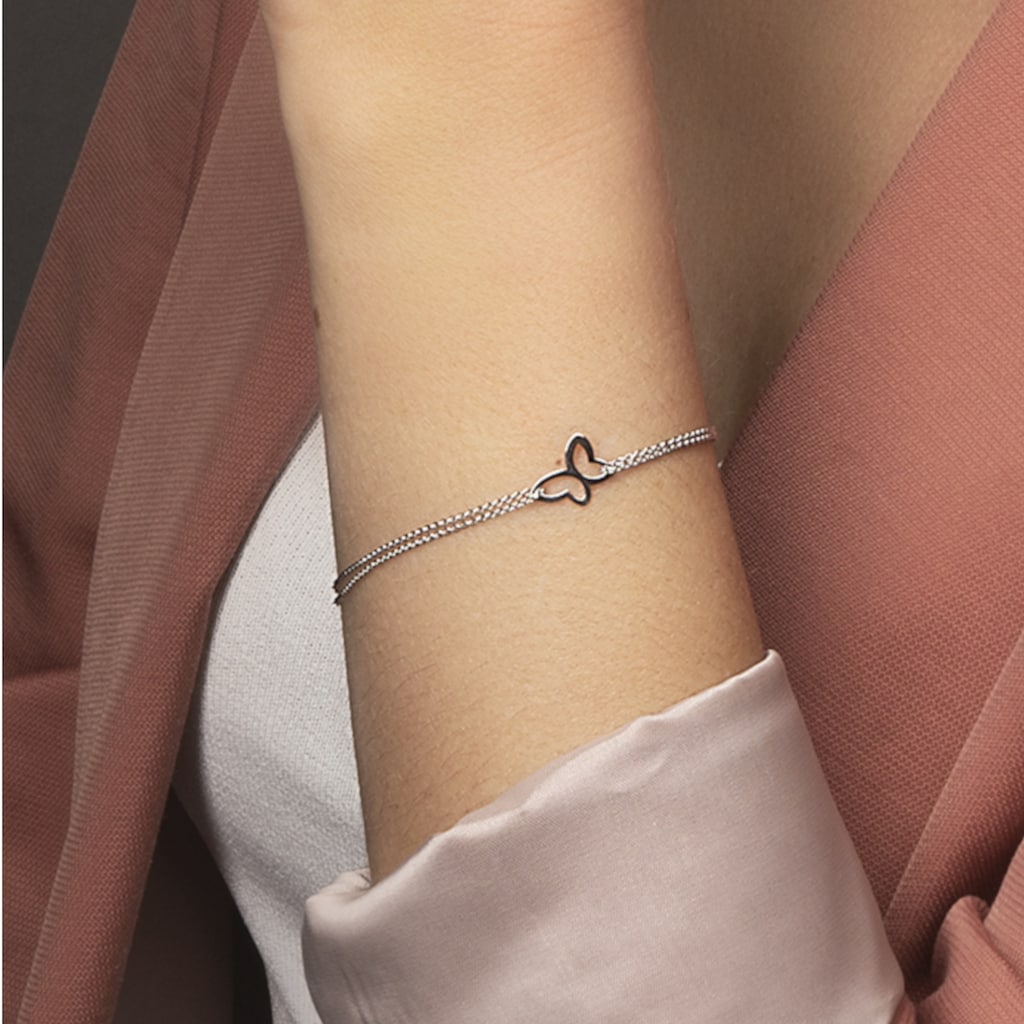 ONE ELEMENT Silberarmband »Schmetterling Armband aus 925 Silber 17 cm Ø 1,10 mm«, Damen Silber Schmuck Rundankerkette Schmetterling