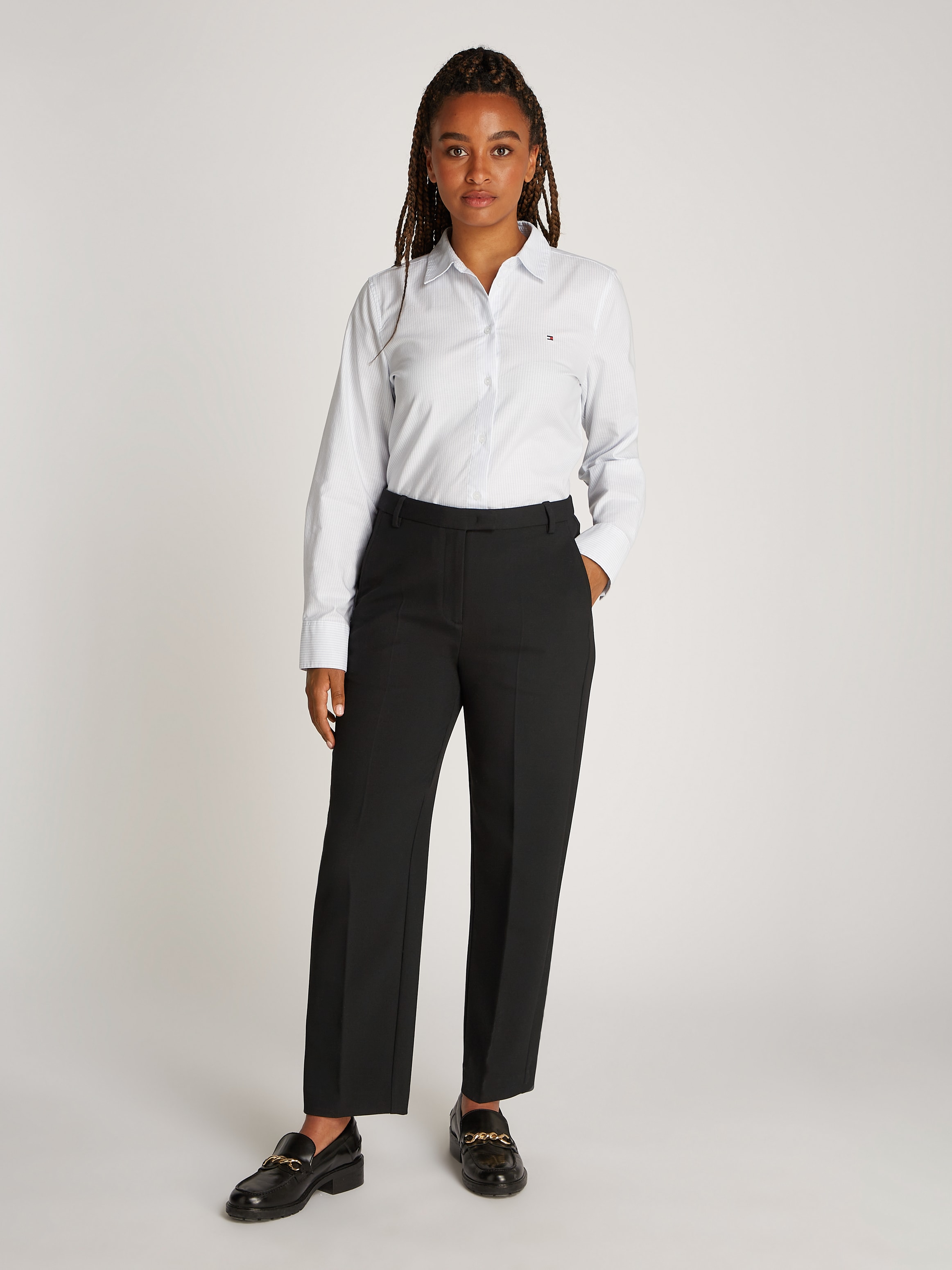 Tommy Hilfiger Webhose »PUNTO SLIM STRAIGHT PANT«, mit Bügelfalten, Metalllabel