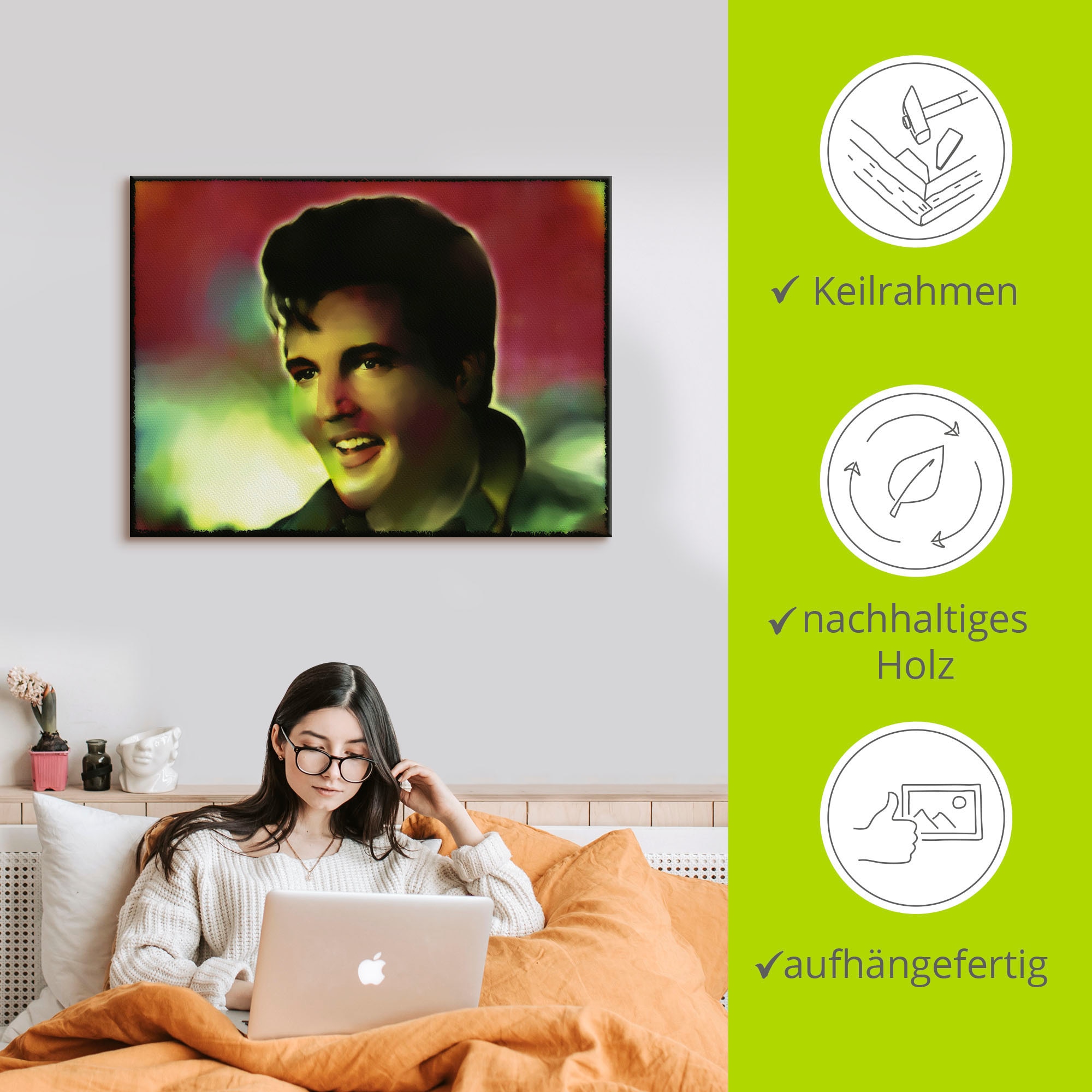 Artland Wandbild »Elvis, Star - Pop Art«, Bilder von berühmten Musikern, (1 St.), als Alubild, Leinwandbild, Wandaufkleber oder Poster in versch. Größen