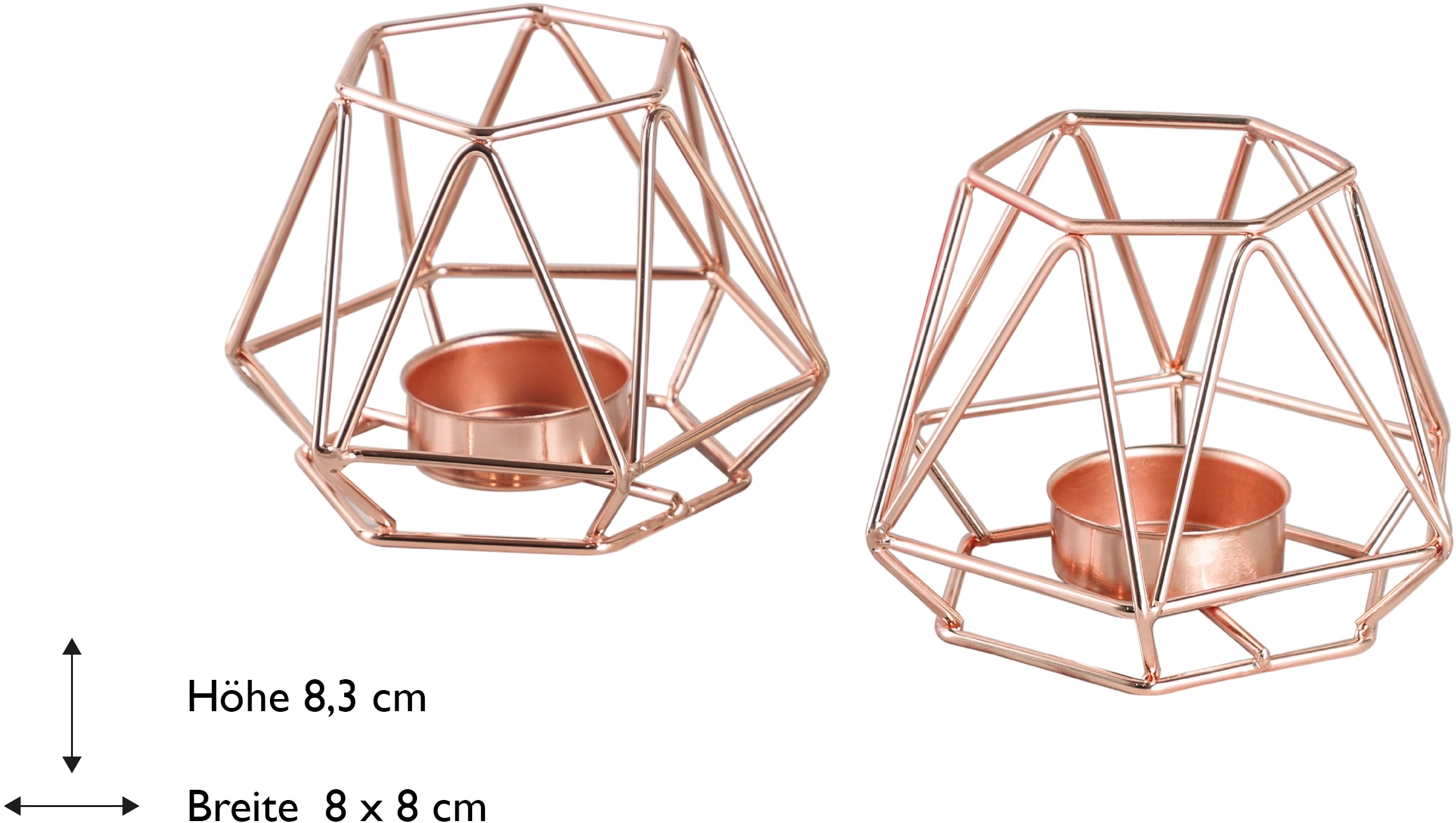 ECHTWERK Teelichthalter »Vintage Small, Weihnachtsdeko«, (Set, 2 St.), moderner Kerzenhalter aus Eisen, geometrisches Design, Höhe ca. 8,3 cm