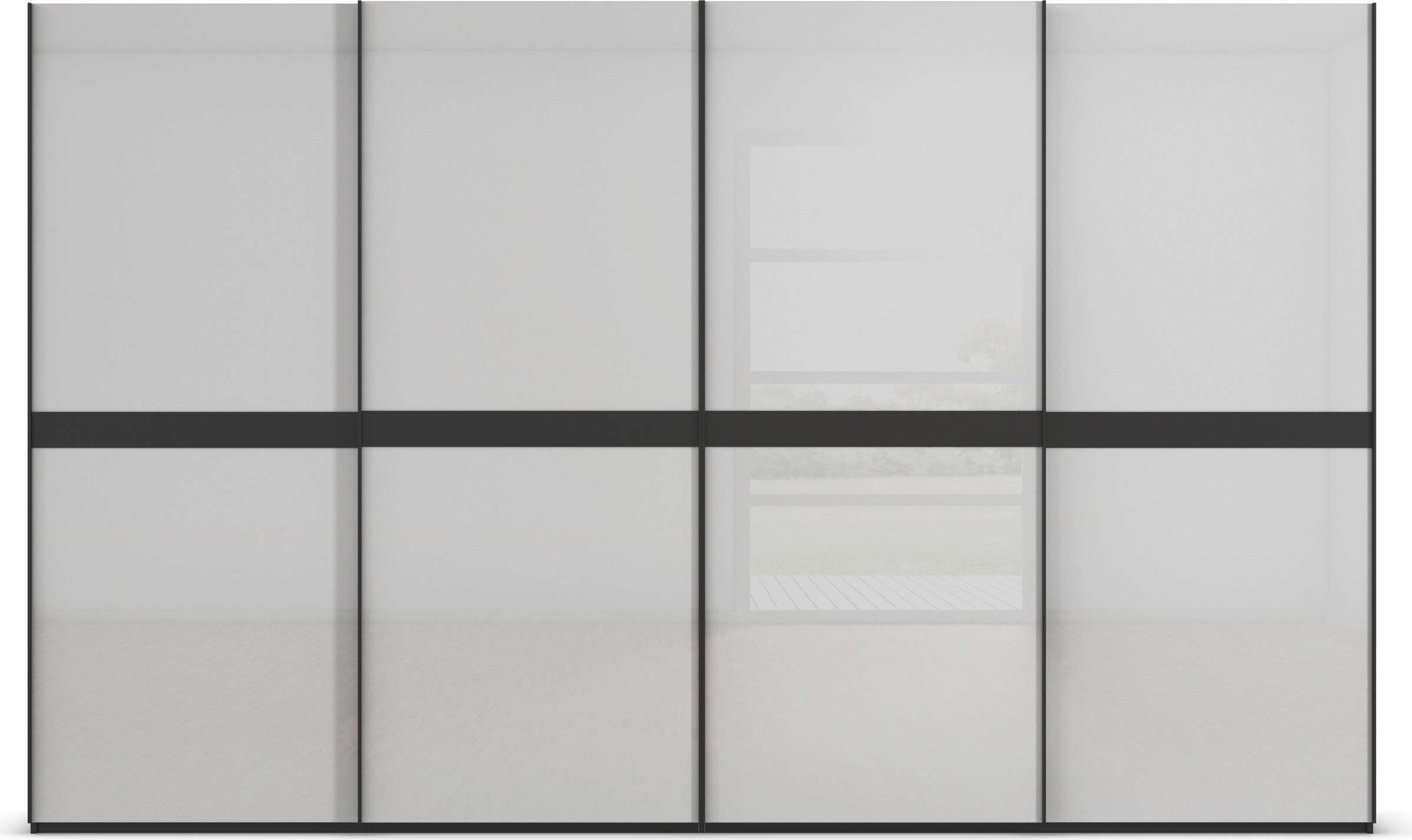 rauch Schwebetürenschrank »Kleiderschrank Schrank Garderobe Schlafzimmerschrank SCALE-LINE«, edle Optik mit Bauchbinde in Korpusfarbe mit Glasfront MADE IN GERMANY