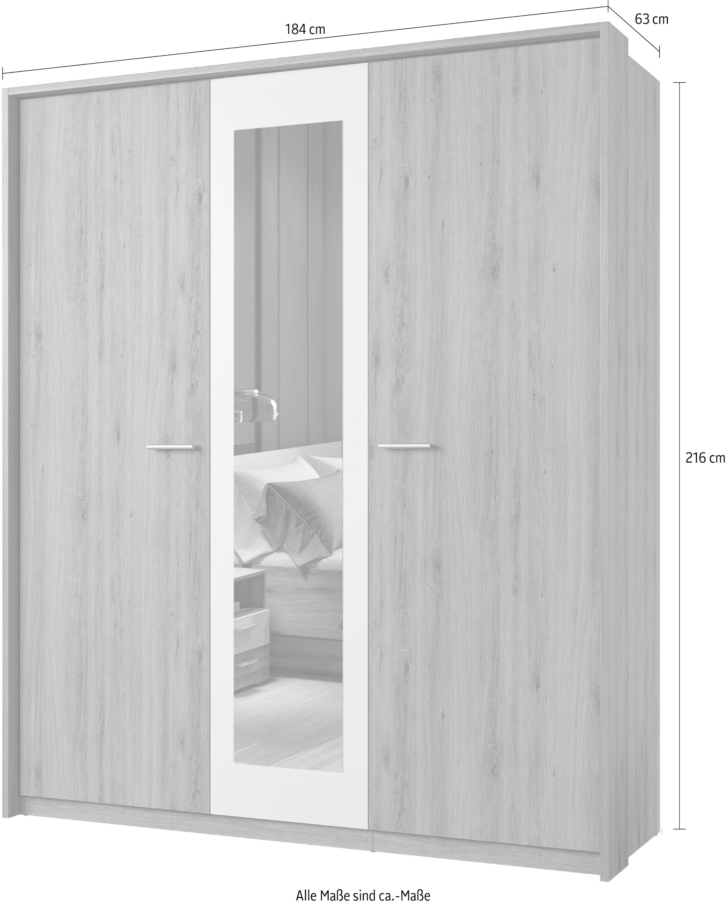 Home affaire Drehtürenschrank »Bitry, Wäscheschrank incl. kompletter Innenausstattung«, Kleiderschrank, verstellbare Einlegeböden 22 mm stark, tolle Holzoptik