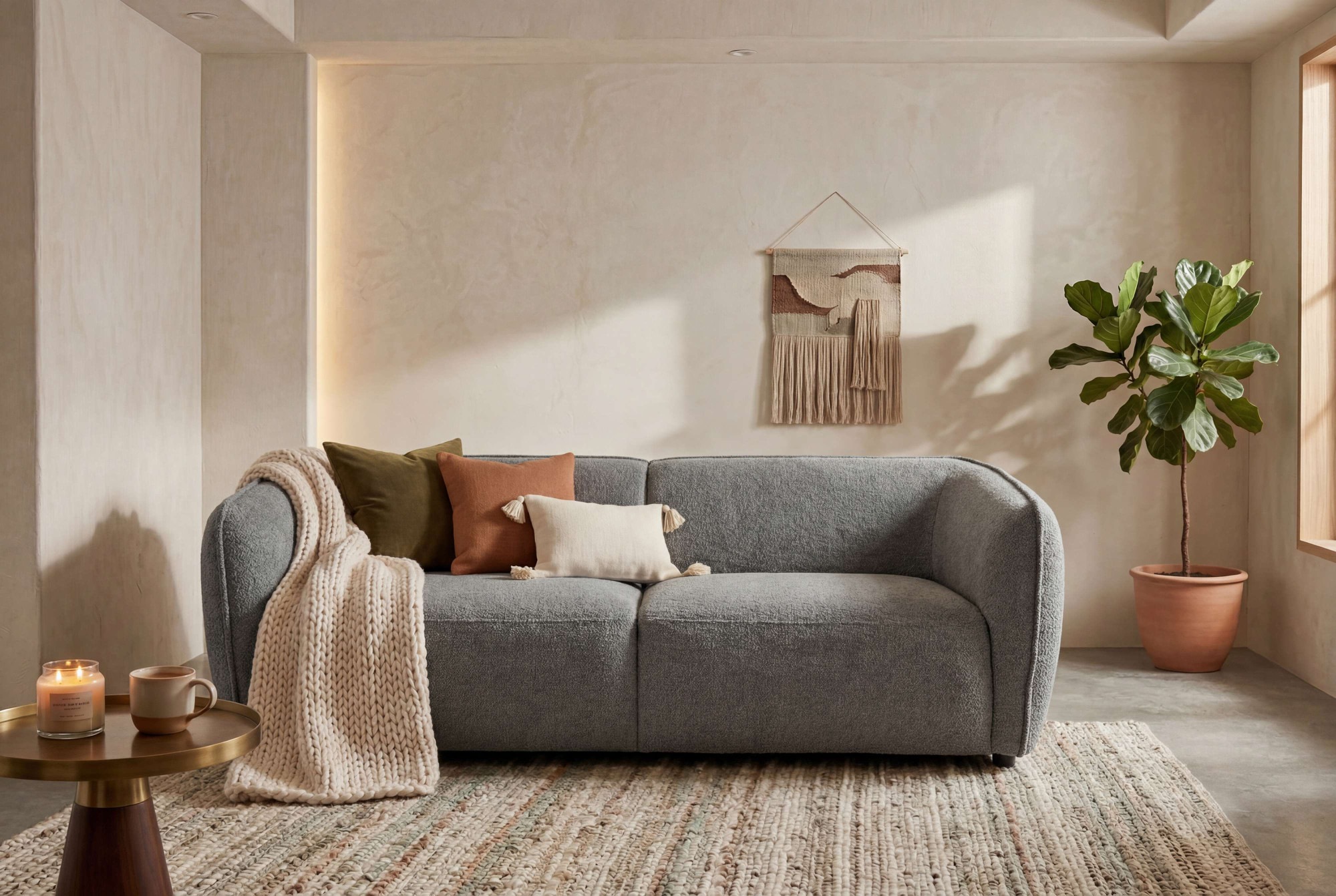 OTTO home 2,5-Sitzer "OSTRUP, Naturtöne, Boucle oder Chenille" Breite 201 cm, organische Form mit sanften Rundungen