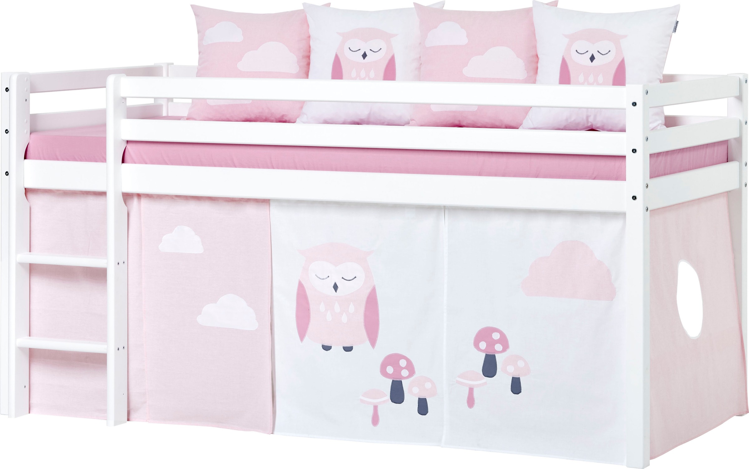 Hoppekids Hochbett »ECO Dream, Kinderbett, Spielbett, Halbhohes Bett aus Massivholz«, inkl. Vorhang-Set Creator, Bettgröße & Matratze wählbar