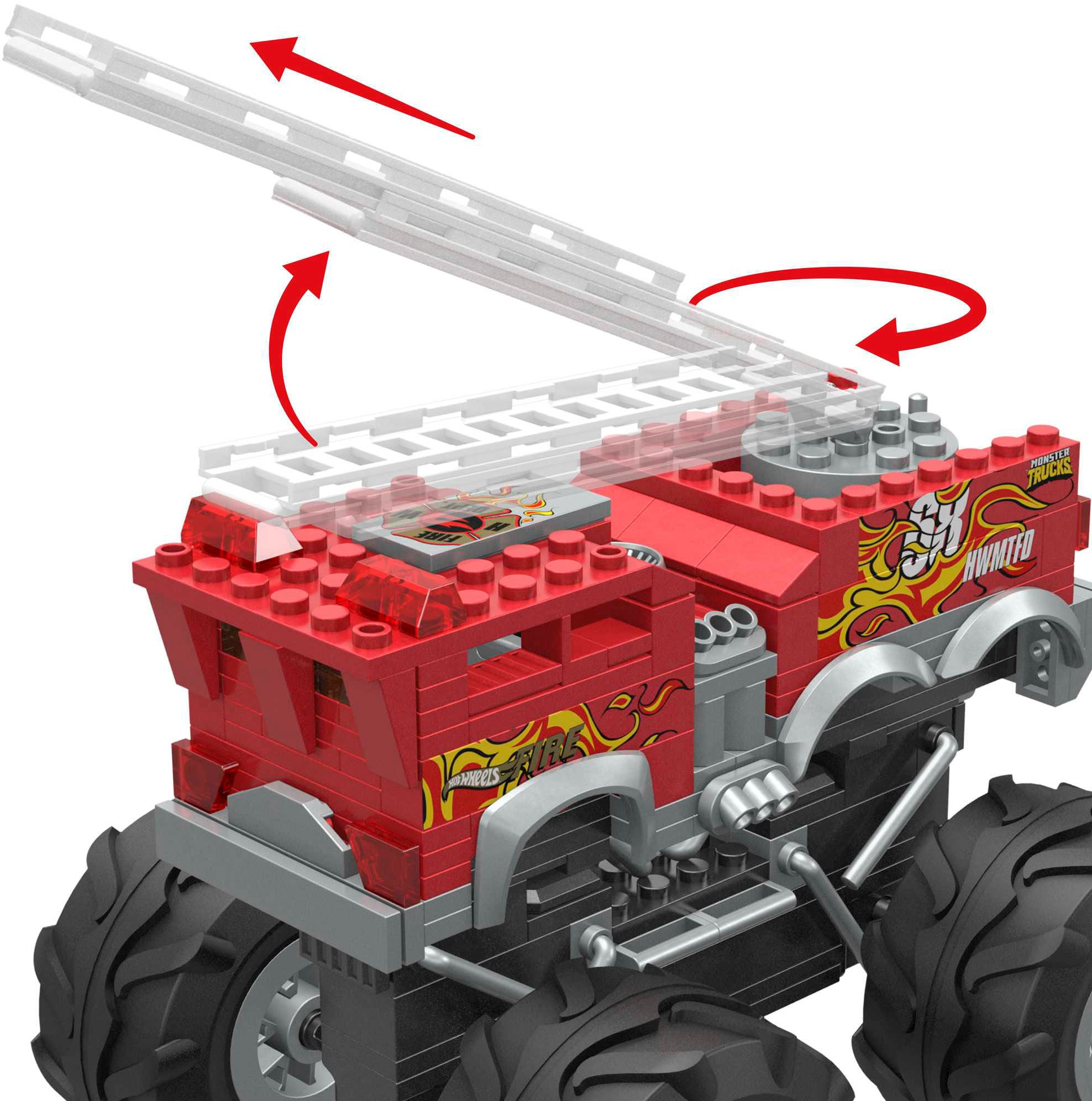 MEGA Spielzeug-Auto »Hot Wheels Feuerwehr-Auto Monster Truck«, (284 tlg.), mit 2 Figuren