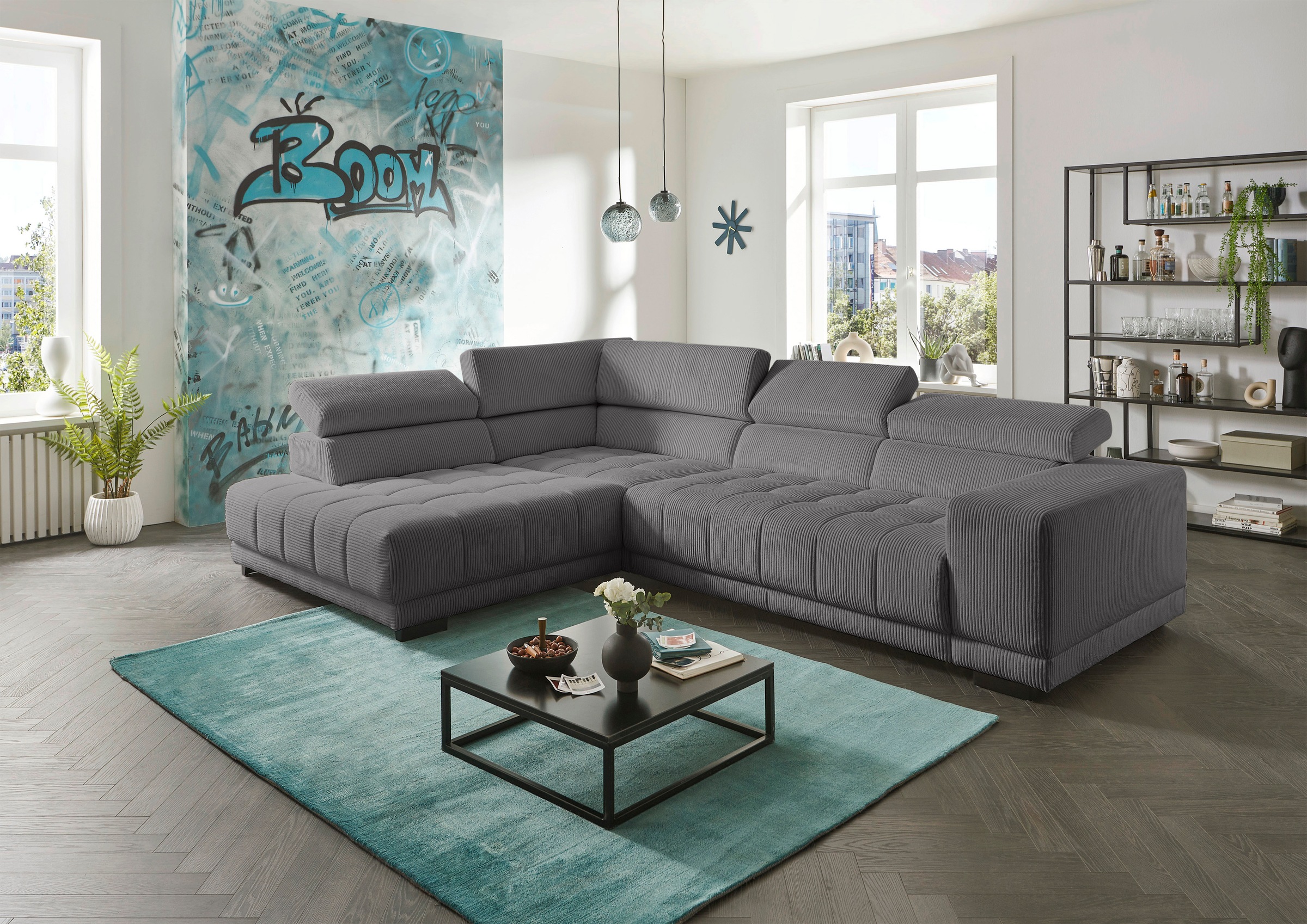 Die PlanBar Ecksofa »MP-IN15053 L-Form«, wahlweise mit Kopfteilverstellung und manueller Vorziehbank