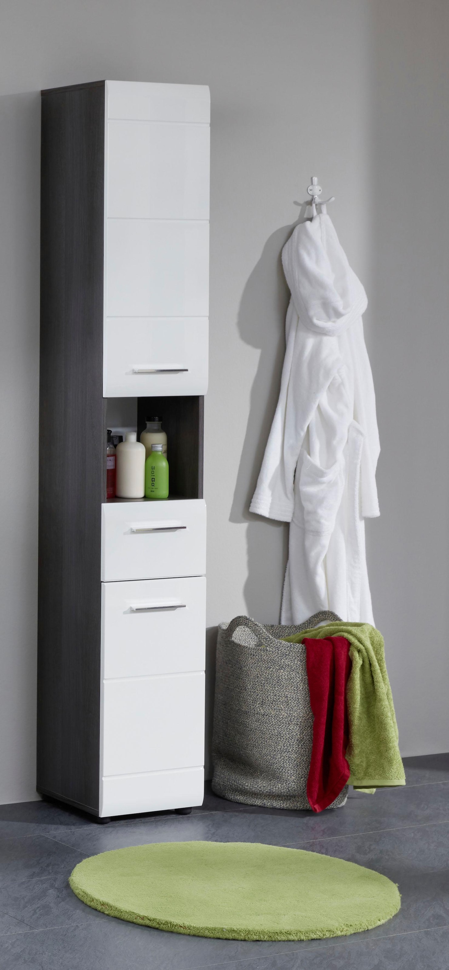 INOSIGN Hochschrank »Sovana«, Badezimmerschrank in Hochglanzoptik - (B/T/H) 30/31/182 cm