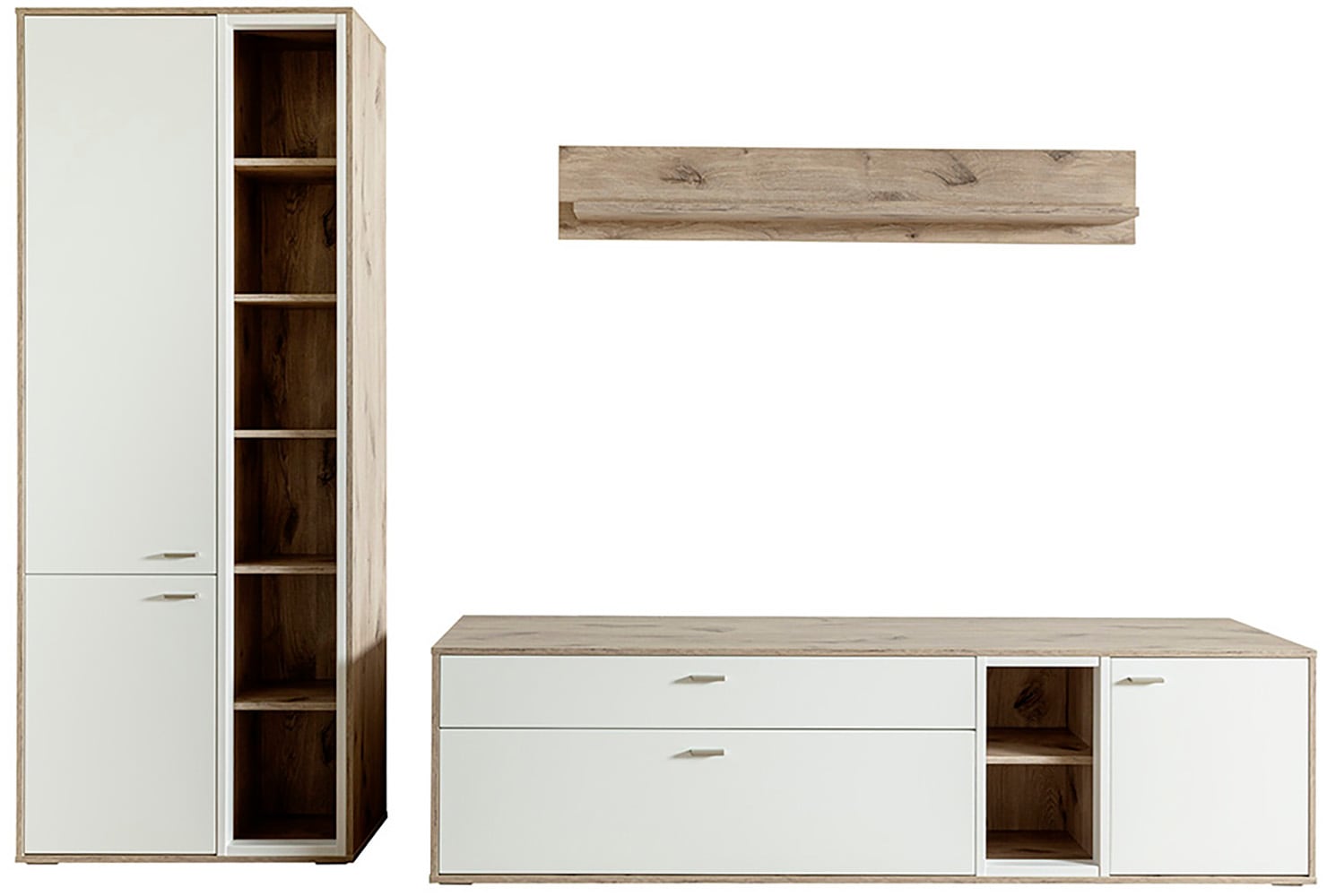 MCA furniture Wohnwand »SANTERNO«, (Komplett-Set, 3 St., 3-teilg), Wohnzimmer Set (3-tlg.), Türen & Schubkästen gedämpft, Breite 292 cm