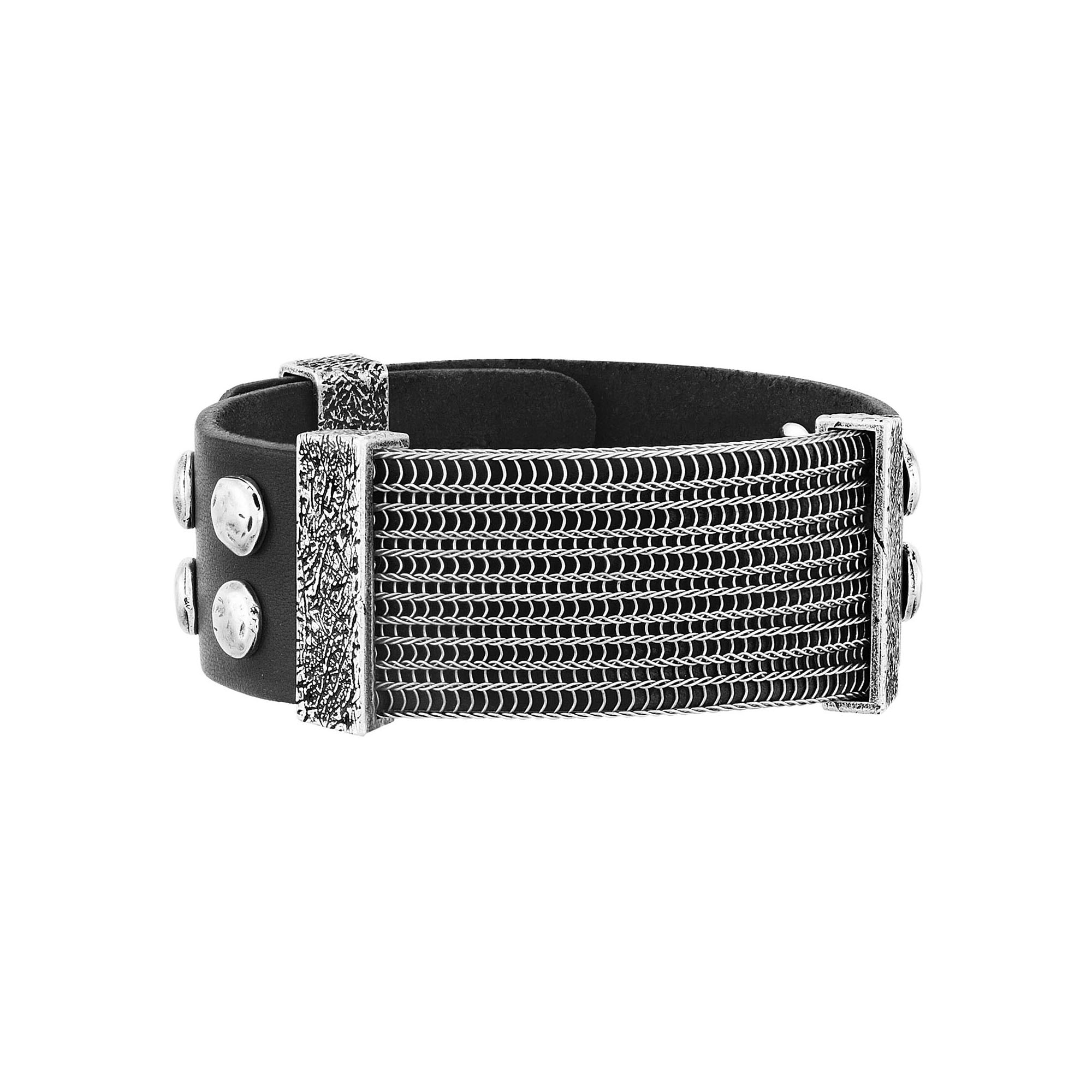 | ▷ bestellen BAUR Leder« SEVEN-24 Armband mit »Edelstahl schwarzem