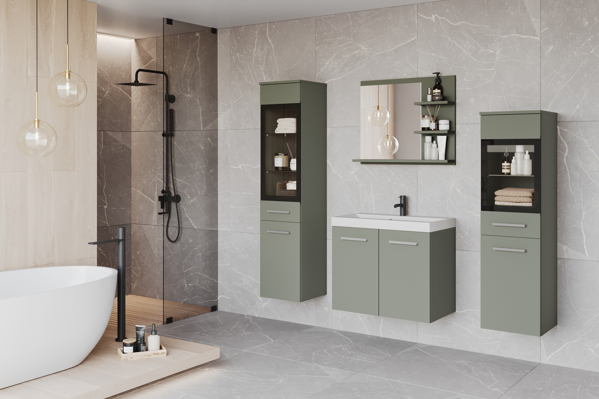 welltime Badmöbel-Set "MADRIT" Komplett-Set, mit Waschbecken, 5 Stk. tlg. günstig online kaufen