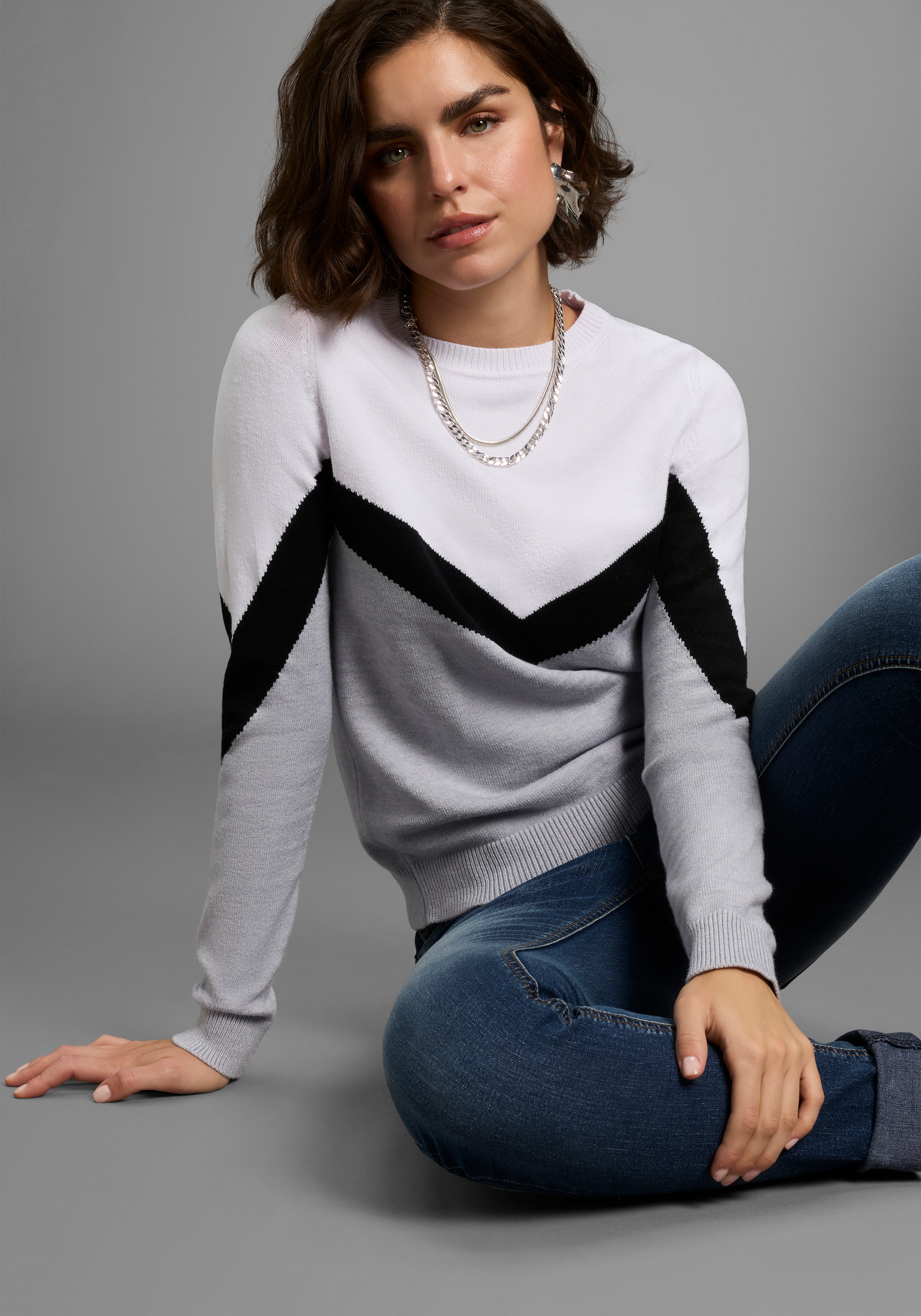 Laura Scott Rundhalspullover, mit lässigem Streifenmuster - NEUE KOLLEKTION günstig online kaufen