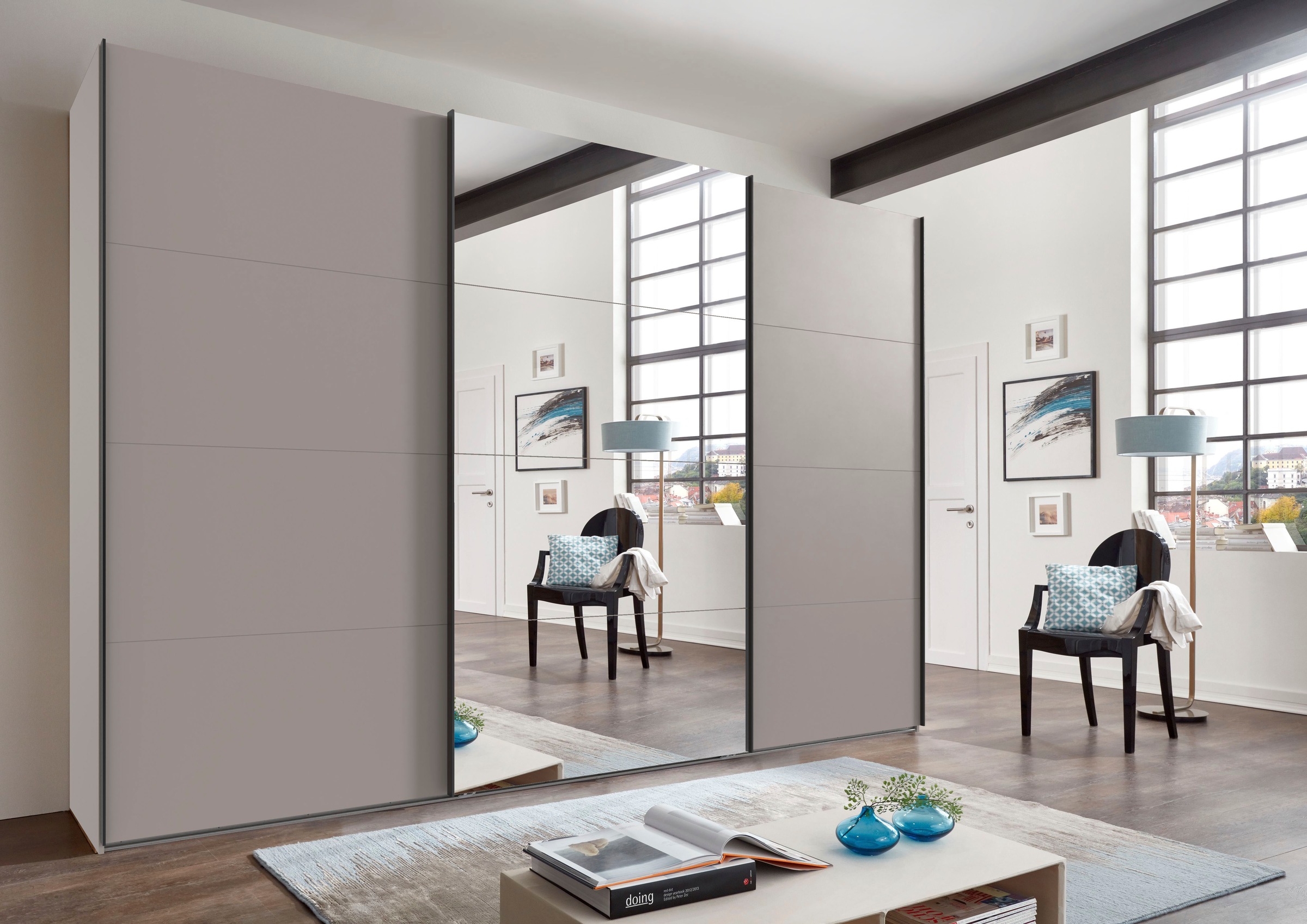 Wimex Schwebetürenschrank »Mugano, Made in Germany, Lieferung bis in Deine Etage und Stellort«, (wähle Deine Ausstattung: Basic oder Premium!), 3 Schwebetüren, große Größen, mit oder ohne Spiegel, Metallgriffe