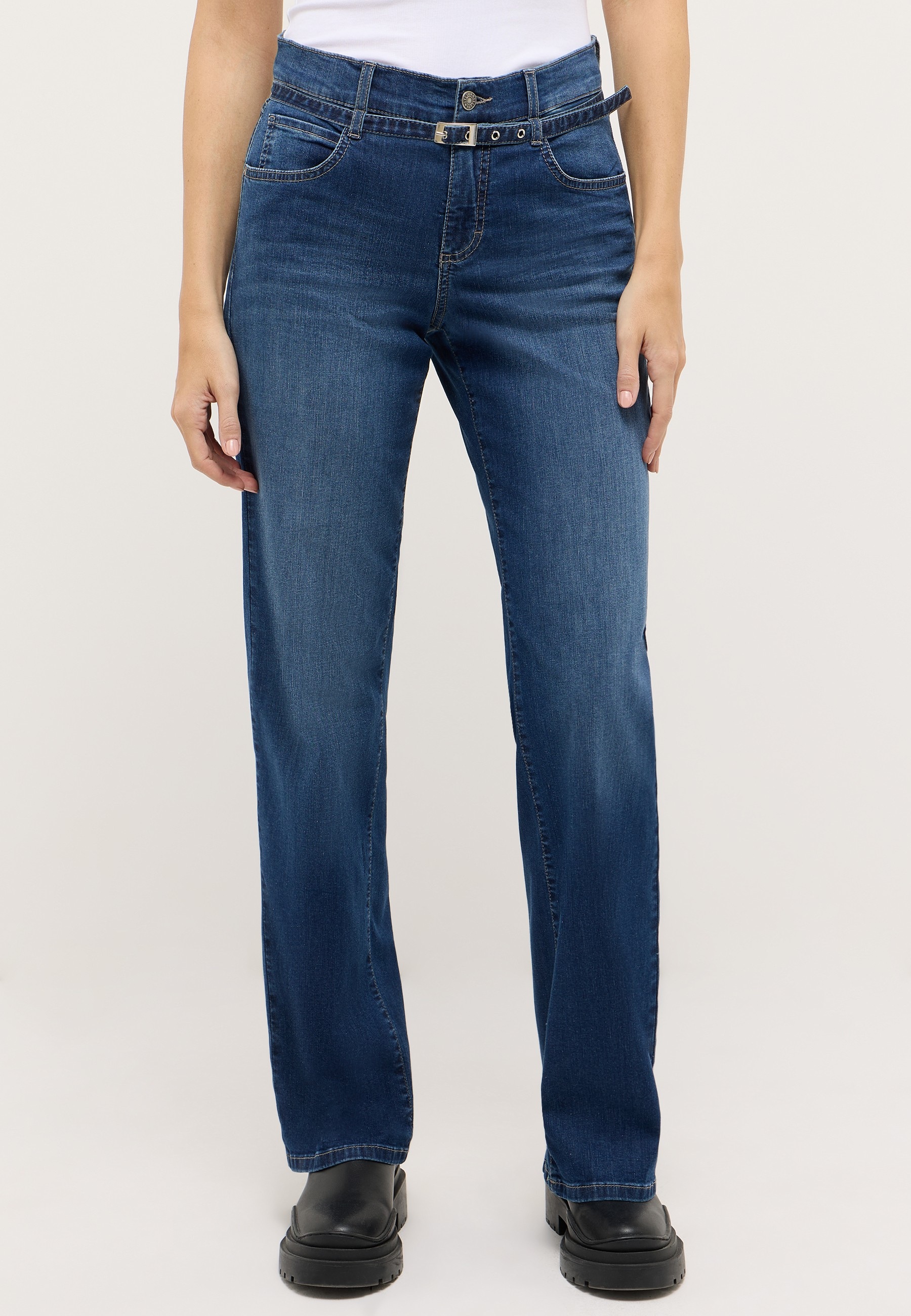 ANGELS 5-Pocket-Jeans "Liz City" mit Gürtel, Relaxed Fit günstig online kaufen