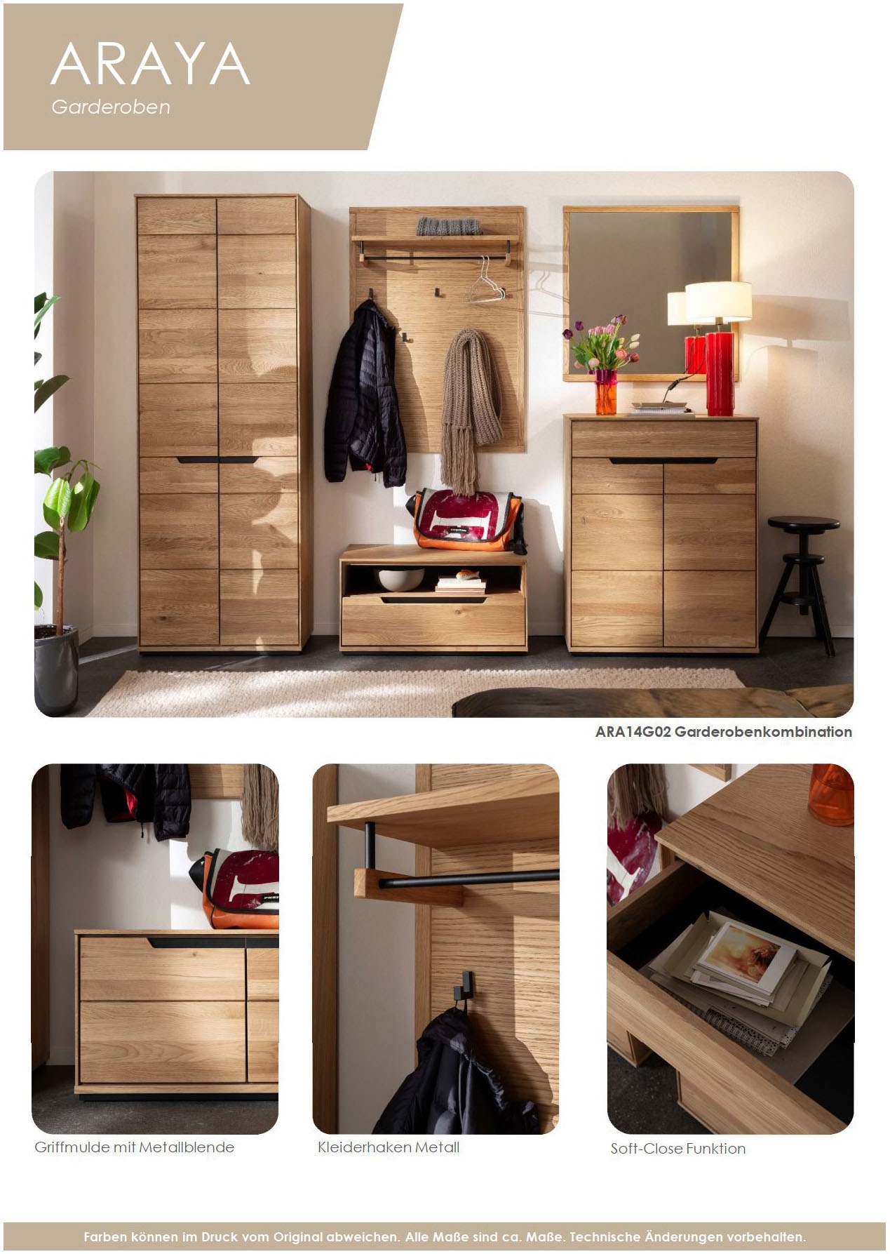 MCA living Garderobenpaneel »Araya Garderobenpaneel, Wandpaneel, Flurgarderobe, Breite 79 cm« Set, 1 Stück, 1 Stk. tlg. Aufhänger,Paneel,Kleiderstange,Wandregal,5x Kleiderhaken,FSC-mi