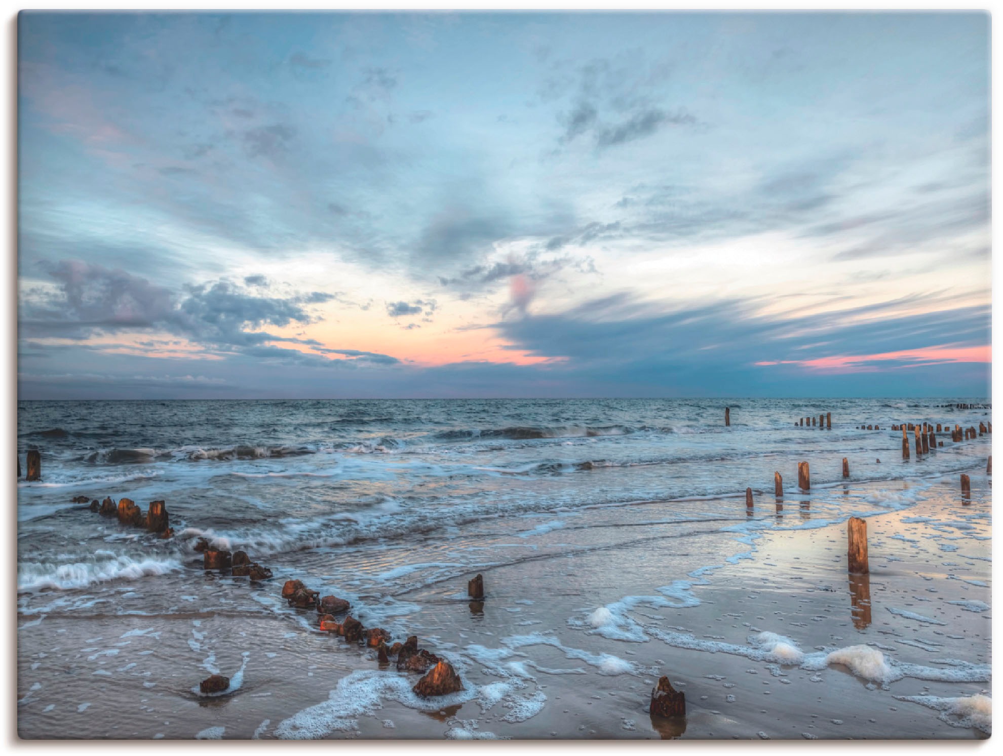 Artland Wandbild »Winter Sonnenuntergang am Meer«, oder (1 Wandaufkleber | BAUR St.), Leinwandbild, Poster versch. in als Größen Gewässer, bestellen