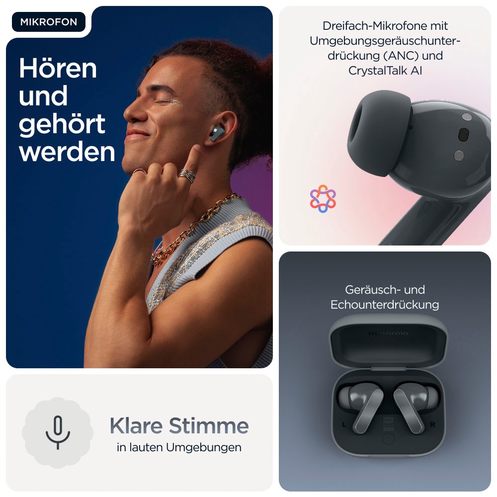 Motorola wireless In-Ear-Kopfhörer »moto buds« Bluetooth Active Noise Cancelling (ANC)