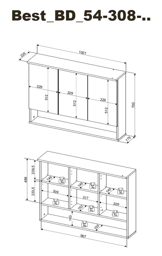 BASIC by Balculina Badmöbel-Set »Best«, (3 St.), Breite 185 cm,Badezimmerset 3-tlg, Softclose