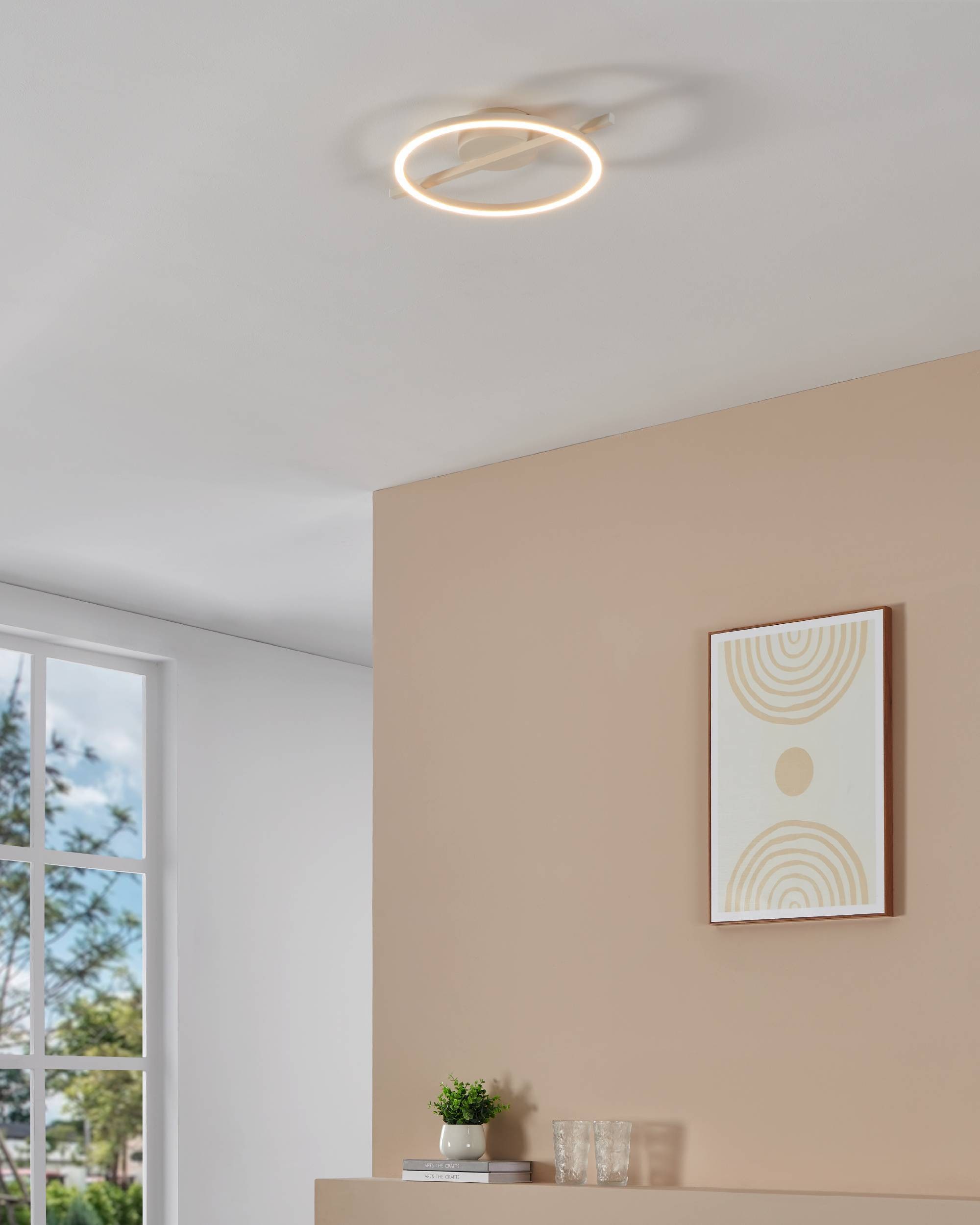 EGLO Deckenleuchte »Amandolo Deckenlampe RGB Backlight Fernbedienung inkl. geometrisch« LED-Modul 1 Stk. Kaltweiß | RGB Wand-/Deckenleuchte - L40 x B30 x H6,5 cm - weiß - 17W inkl.