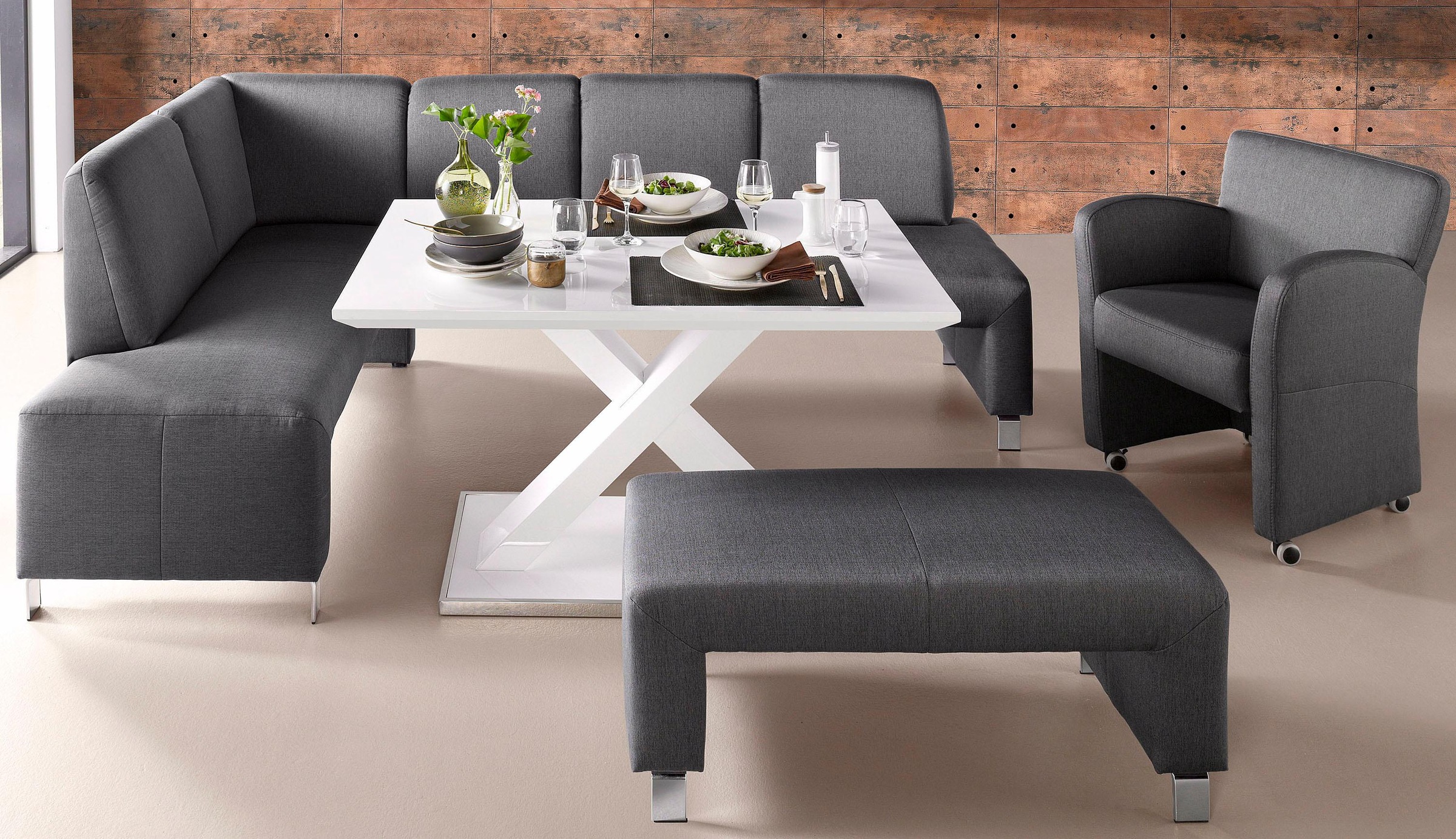 exxpo - sofa fashion Sessel »Intenso, Loungesessel, modern, wahlweise in Leder oder Textil«, hohe Bodenfreiheit, frei im Raum stellbar, hoher Sitzkomfort