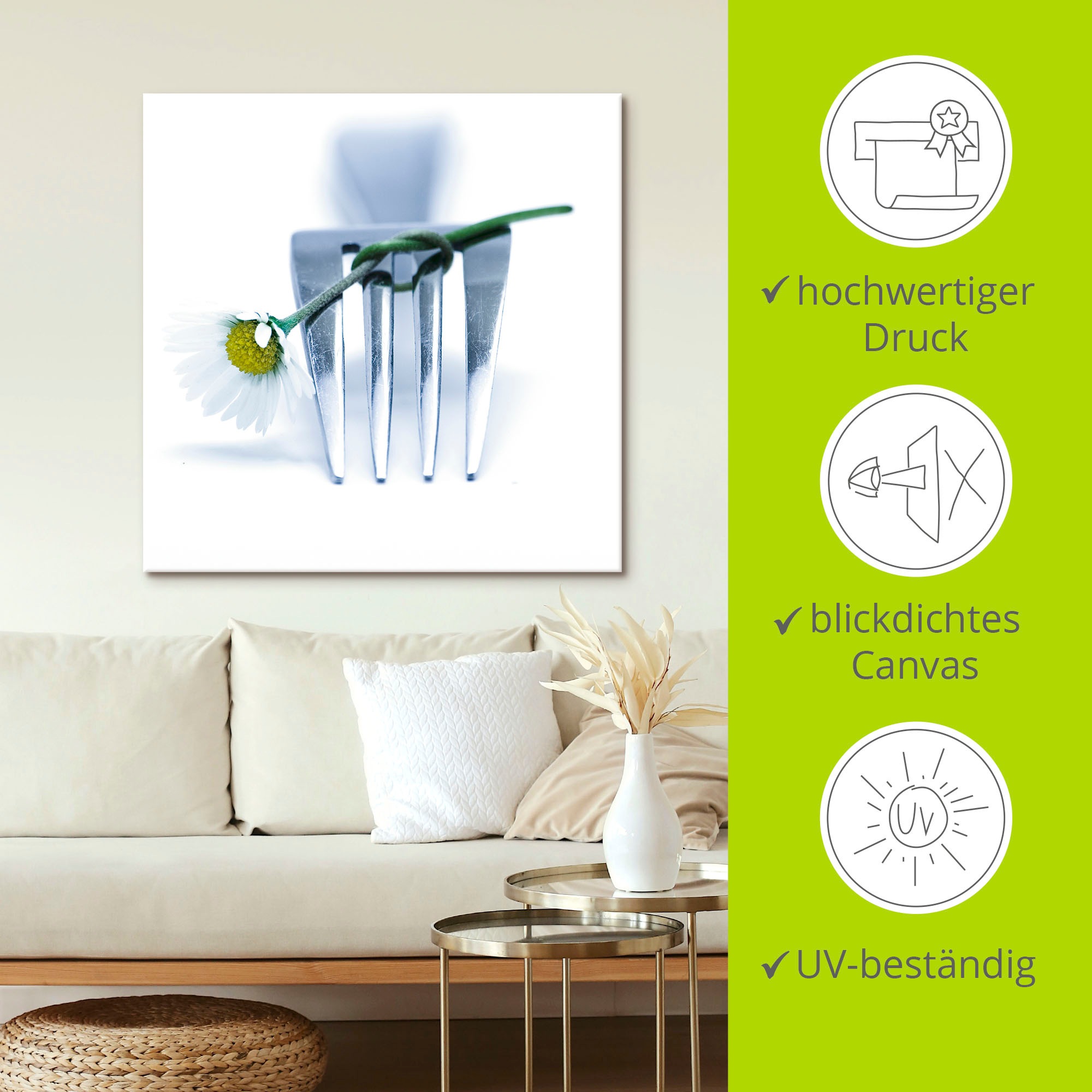 Artland Wandbild »Gabel und Blume«, Geschirr & Besteck, (1 St.), als Leinwandbild, Poster in verschied. Größen