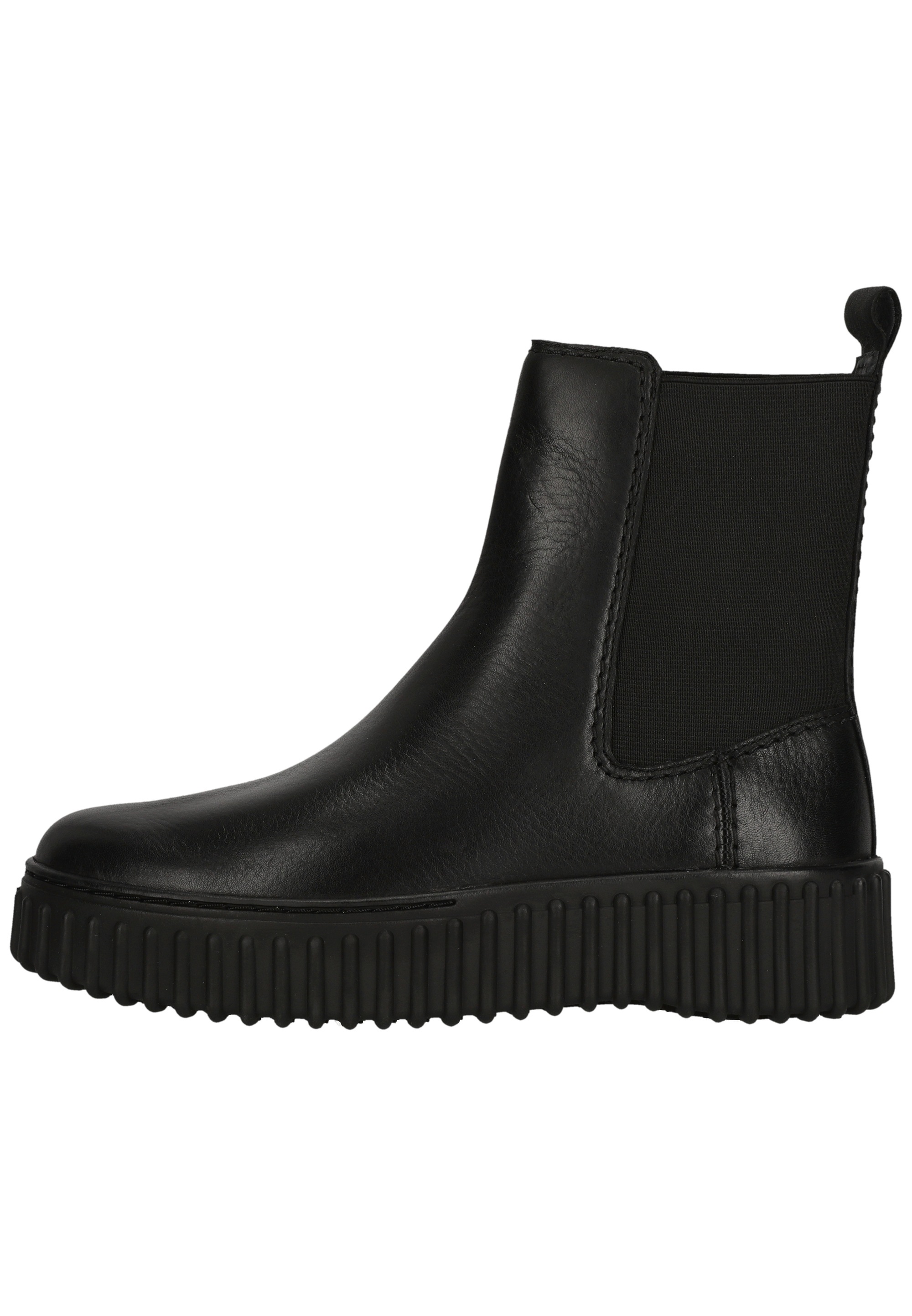 Clarks Stiefelette »Torhill Maple Black Leather«  mit charakteristischer, gerippter Sohle