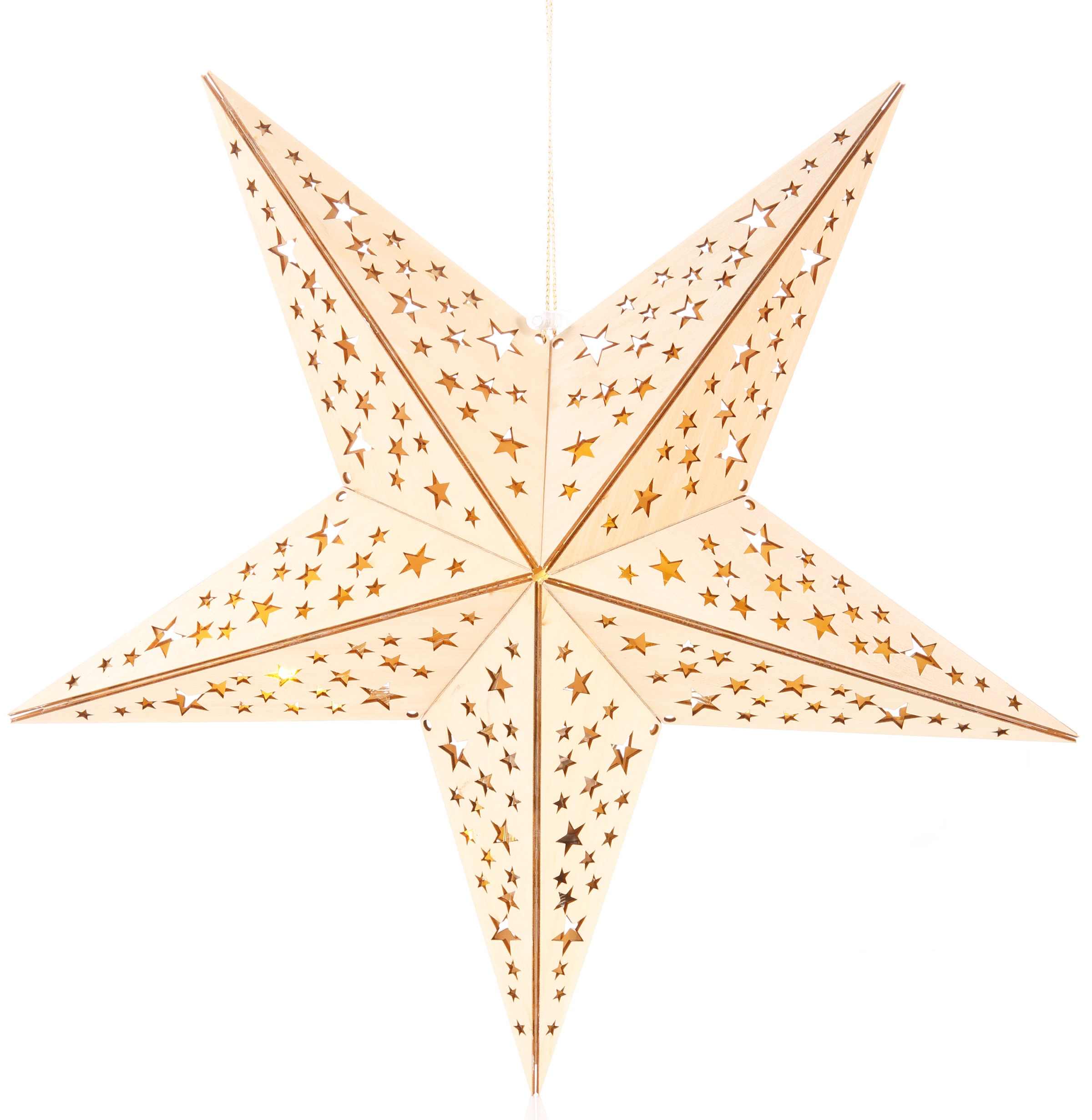 BONETTI LED Stern »Weihnachtsstern«, 10 flammig, aus Holz, mit Lichterkette, Weihnachtsdeko