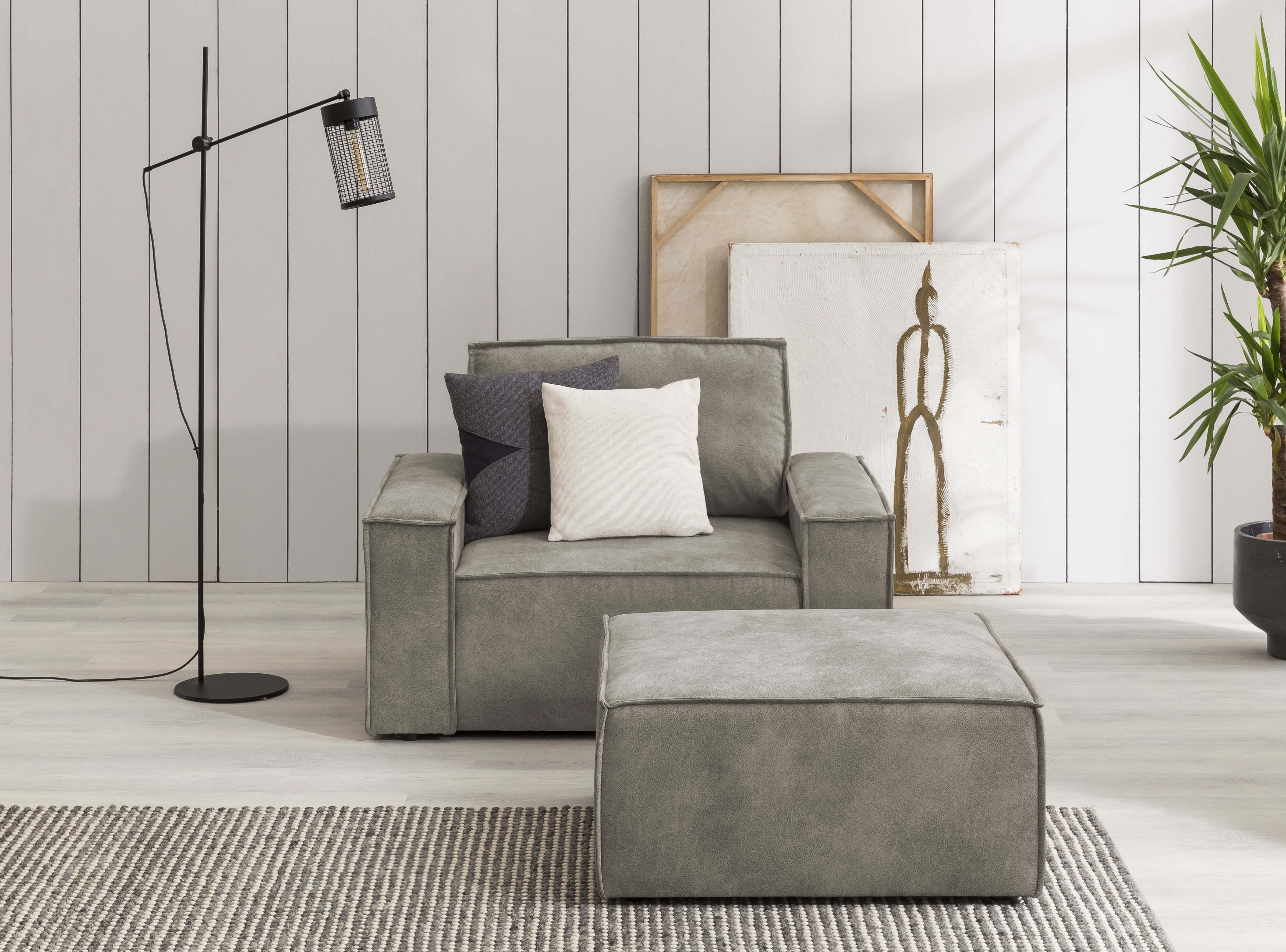 OTTO home Sessel "SHERWOOD Vintage Lederoptik Sessel-Set" Loveseat und Hocker im Set, passend zur Polster-Serie SHERWOOD
