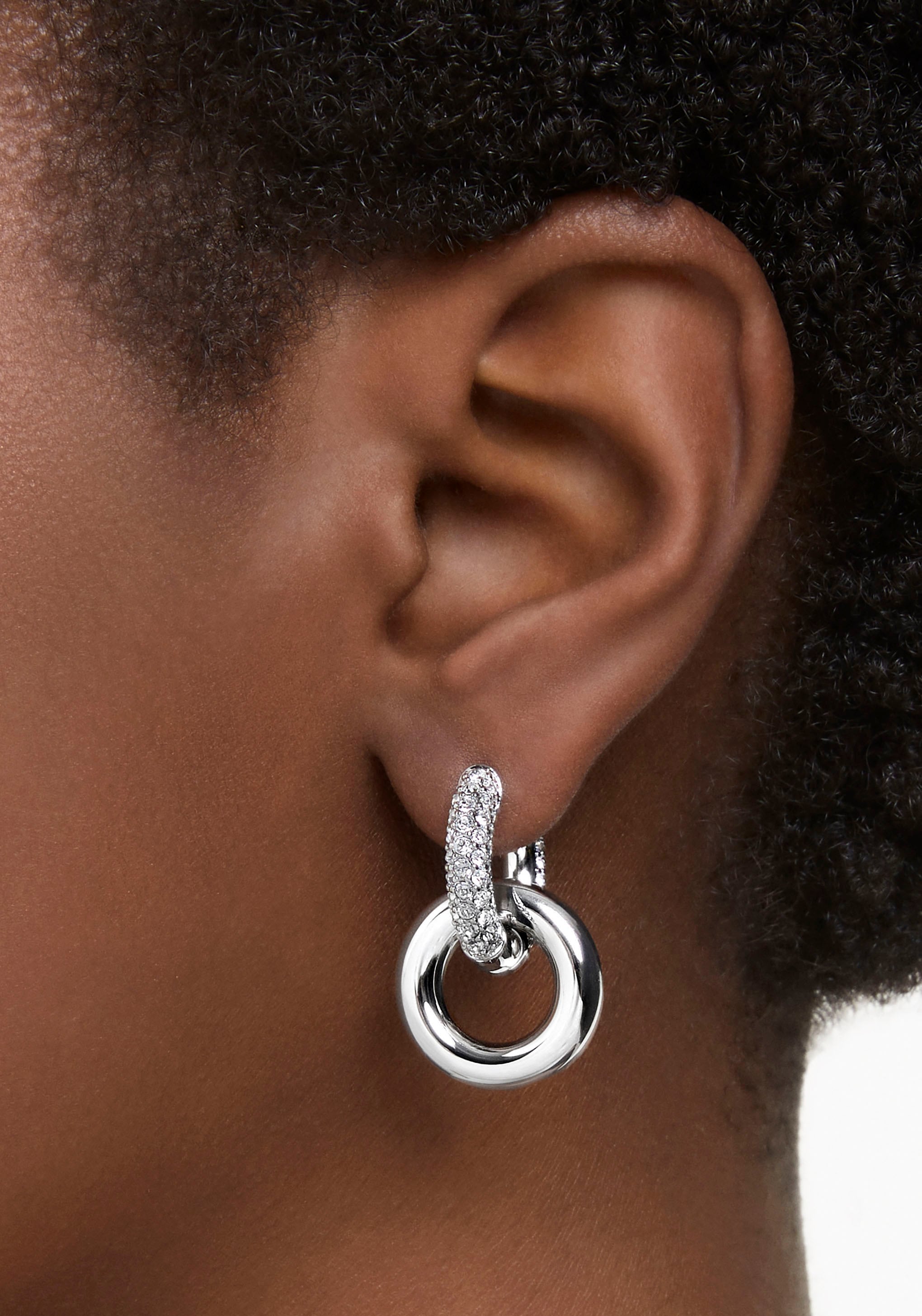 Swarovski Paar Creolen »DEXTERA INTERLINKED, 5668818, 5671807«, mit Swarovski® Kristall - Einhänger abnehmbar