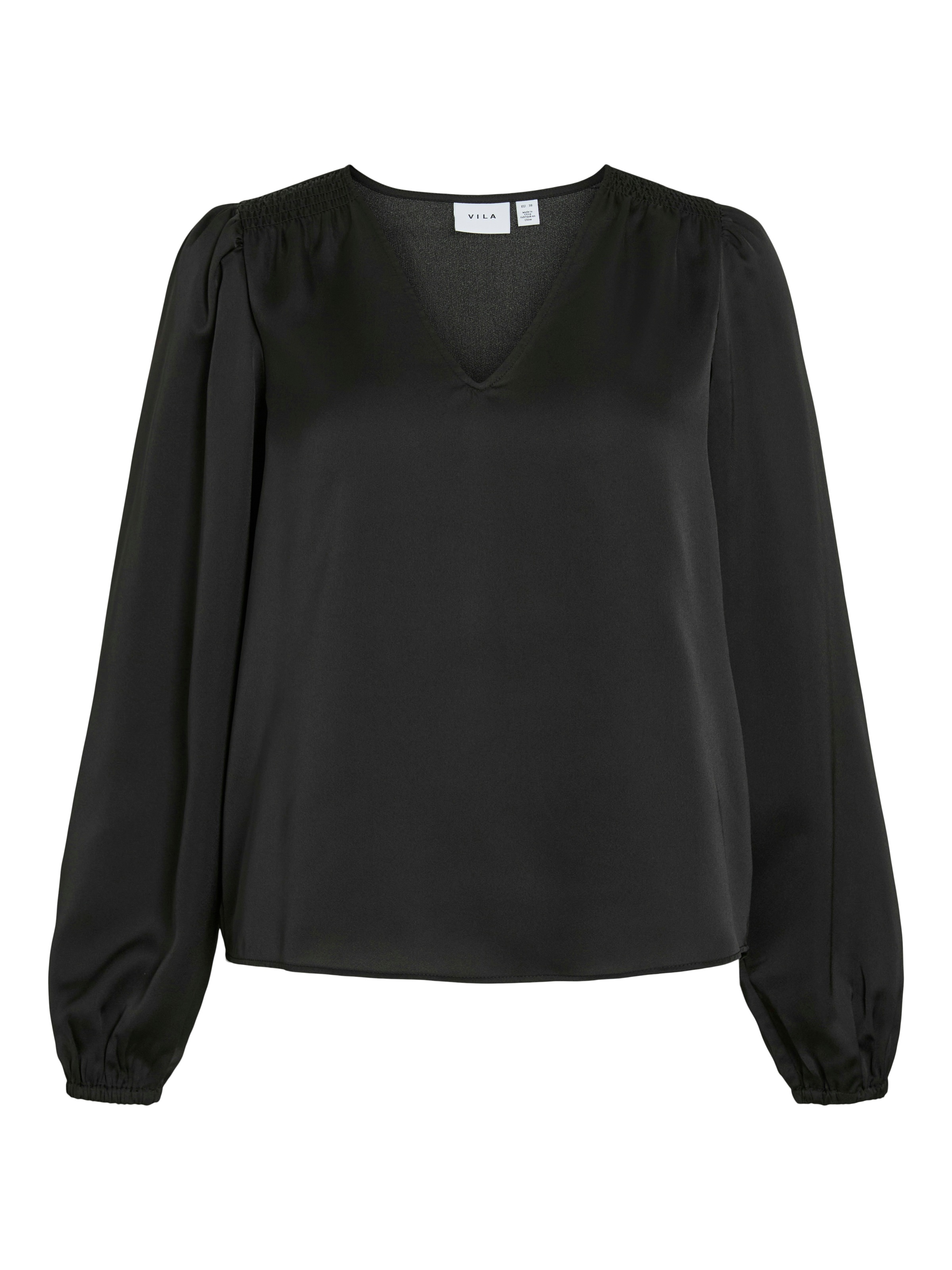 Vila Langarmshirt »VIELLETTE L/S SMOCK SATIN TOP - NOOS« Kunstfaser, regular fit