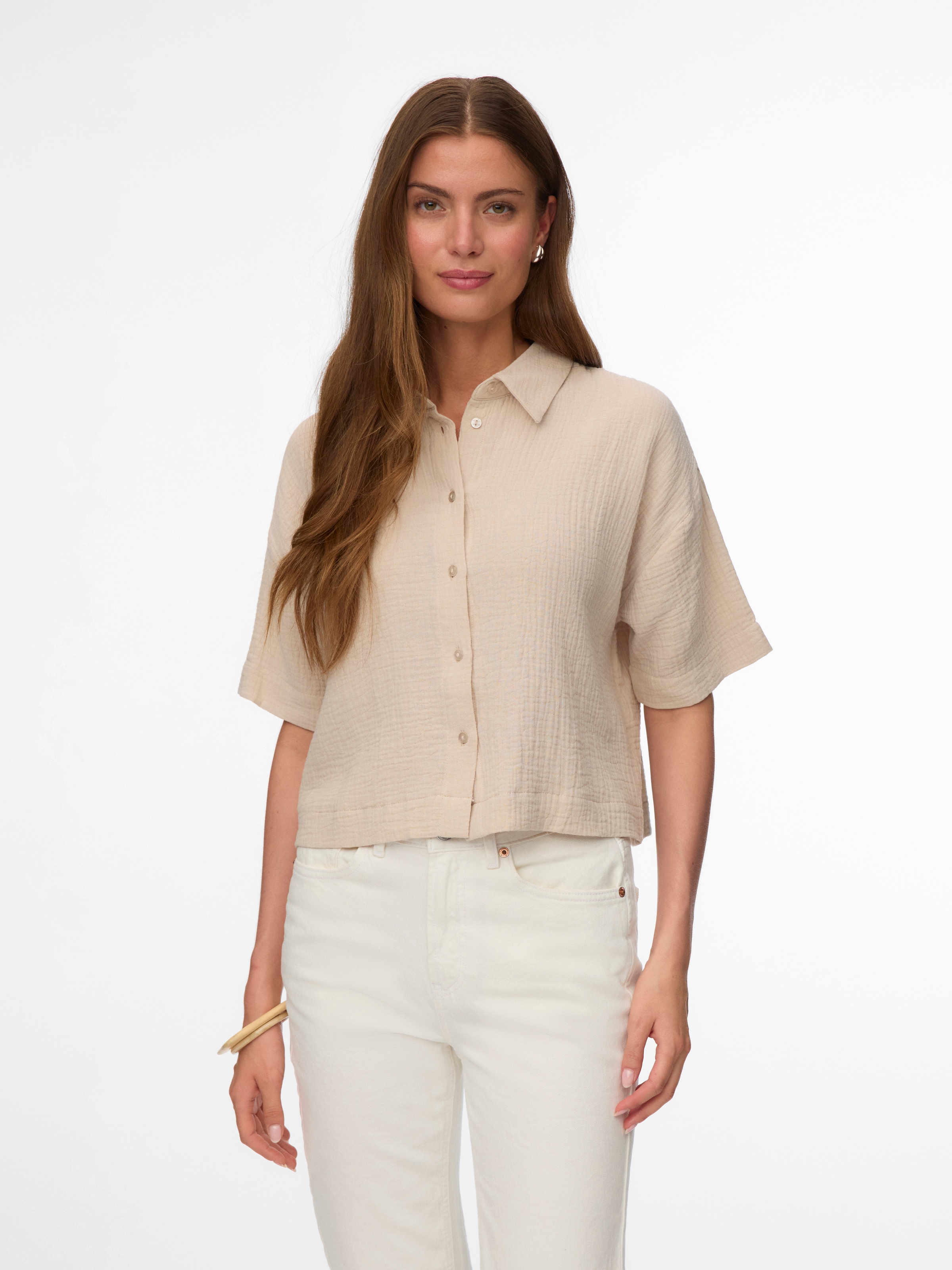 Vero Moda Kurzarmbluse "VMNATALI SS CROP SHIRT WVN NOOS" Baumwolle, verkürz günstig online kaufen