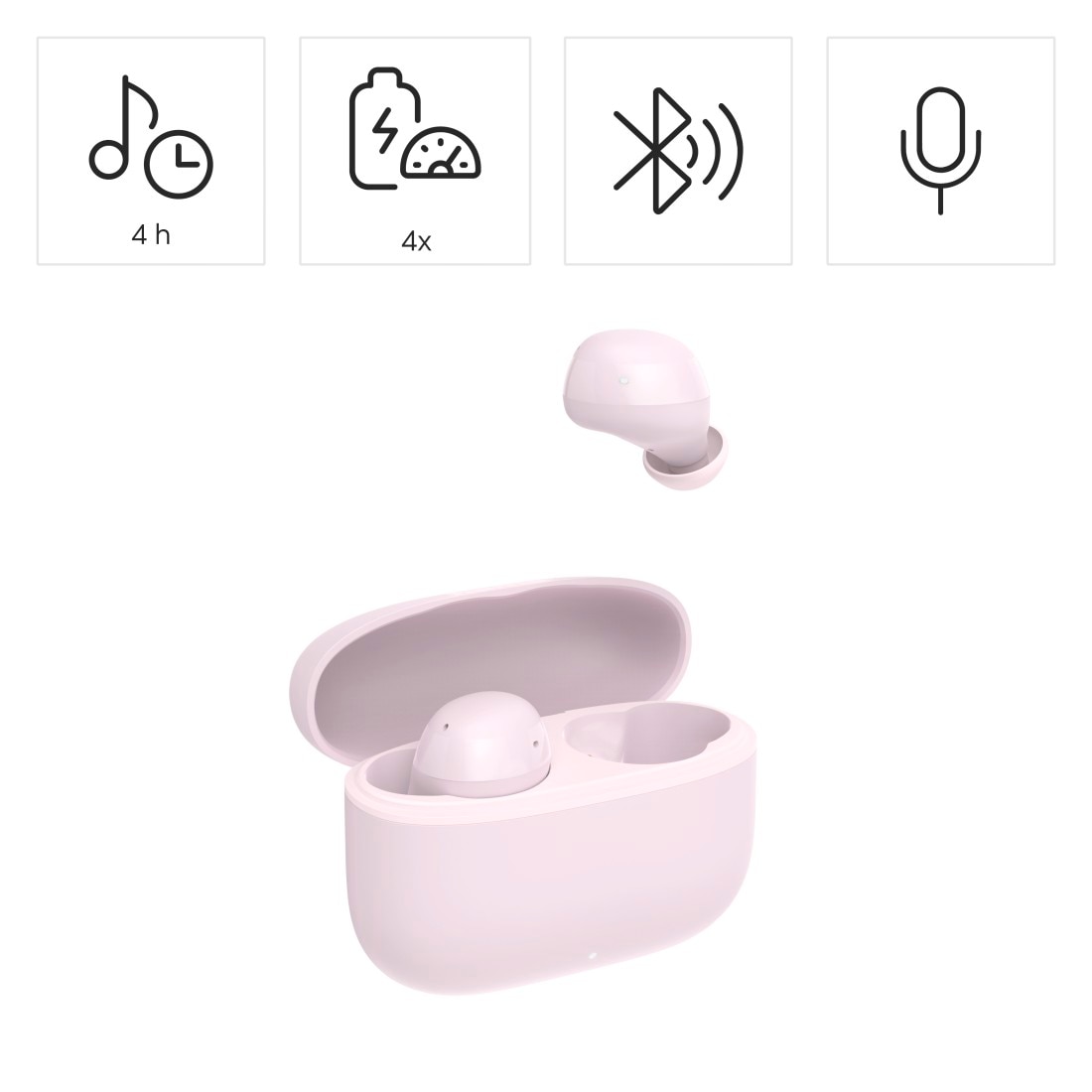 Hama Bluetooth-Kopfhörer »True Wireless Kopfhörer In Ear, Ladecase, bis 20h Akku, Bass Boost«, kompatibel mit Siri-Sprachsteuerung-True Wireless